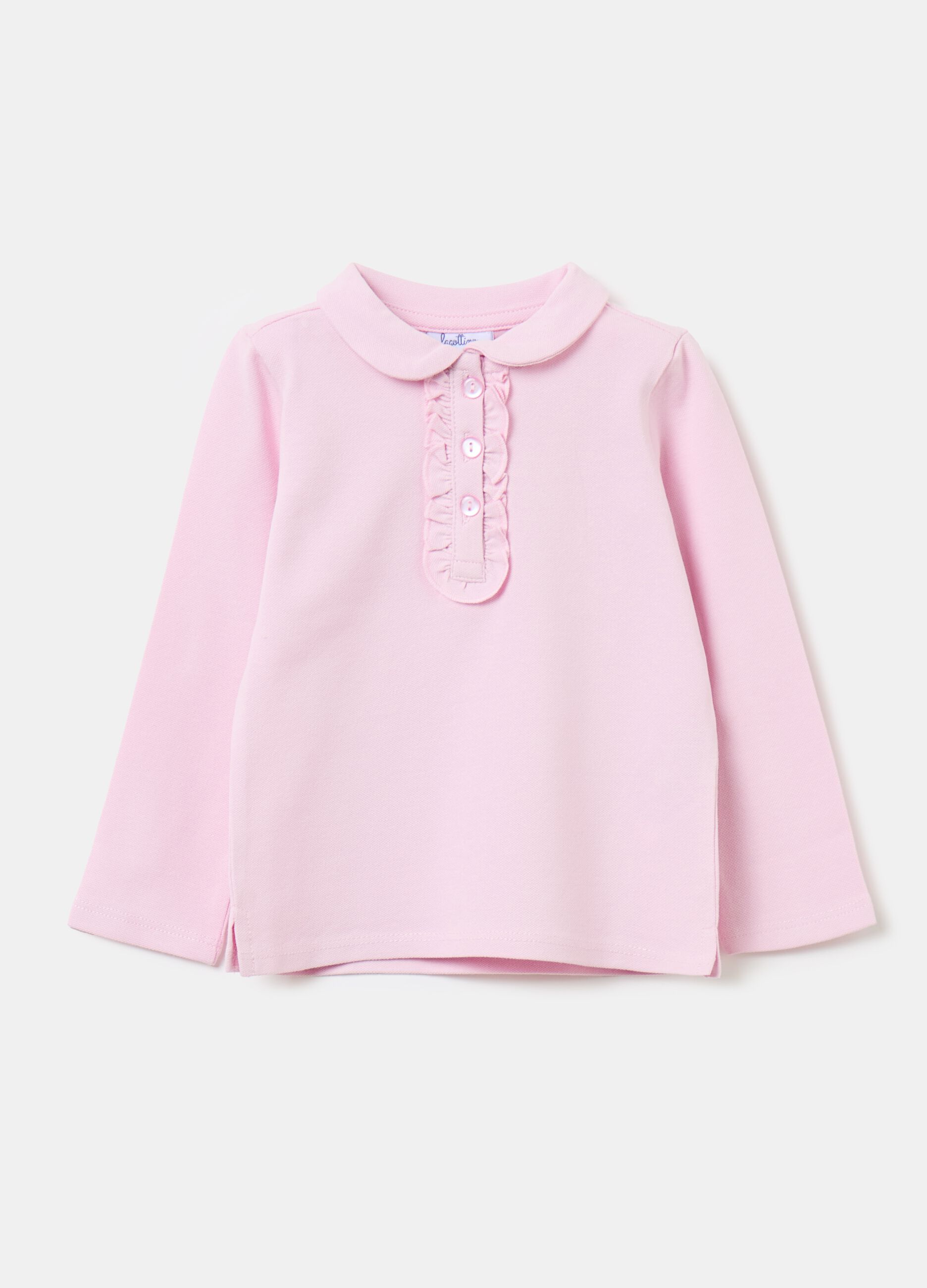 Piquet polo shirt with frills