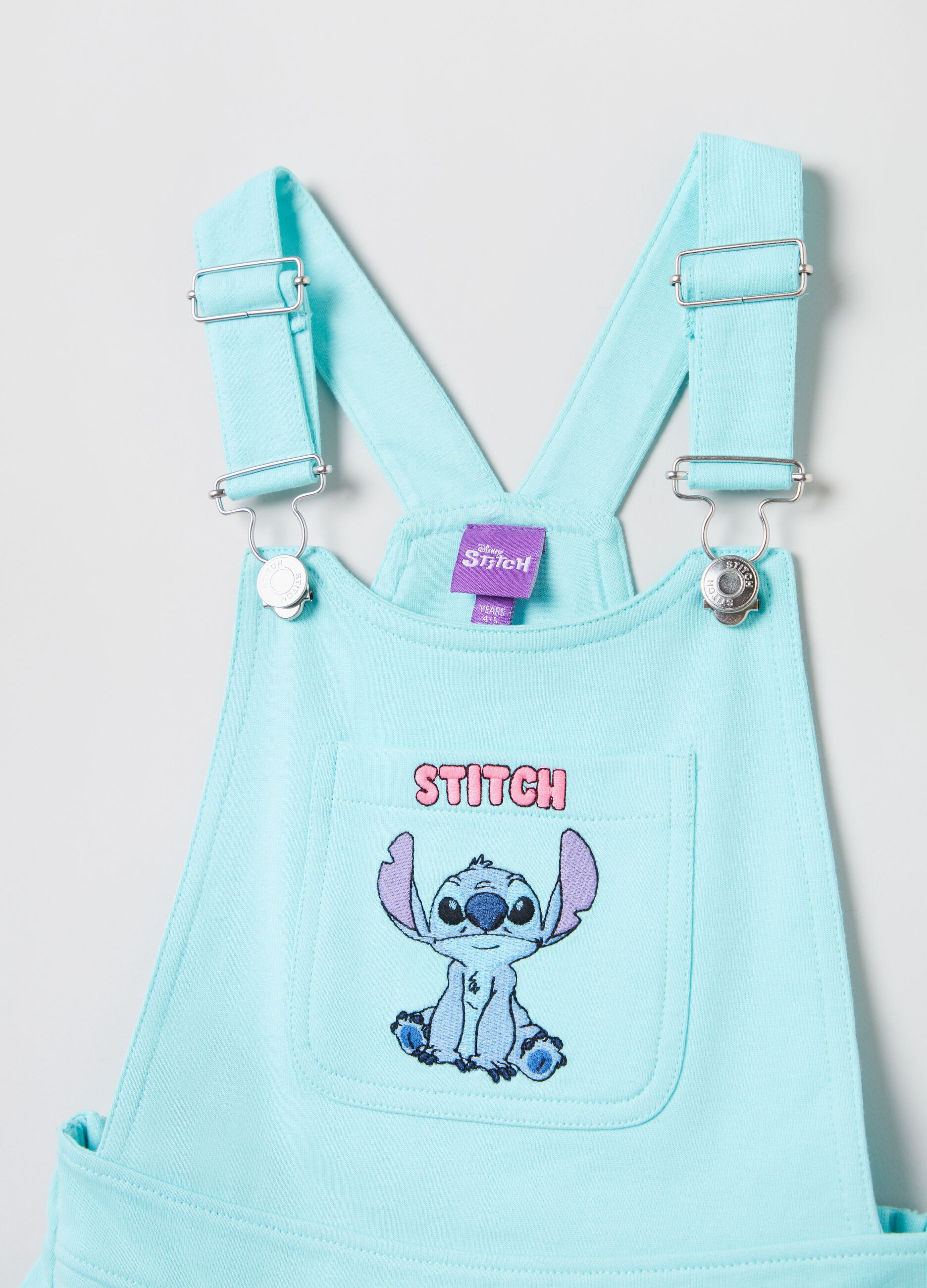Short dungarees with Disney Stitch patch
