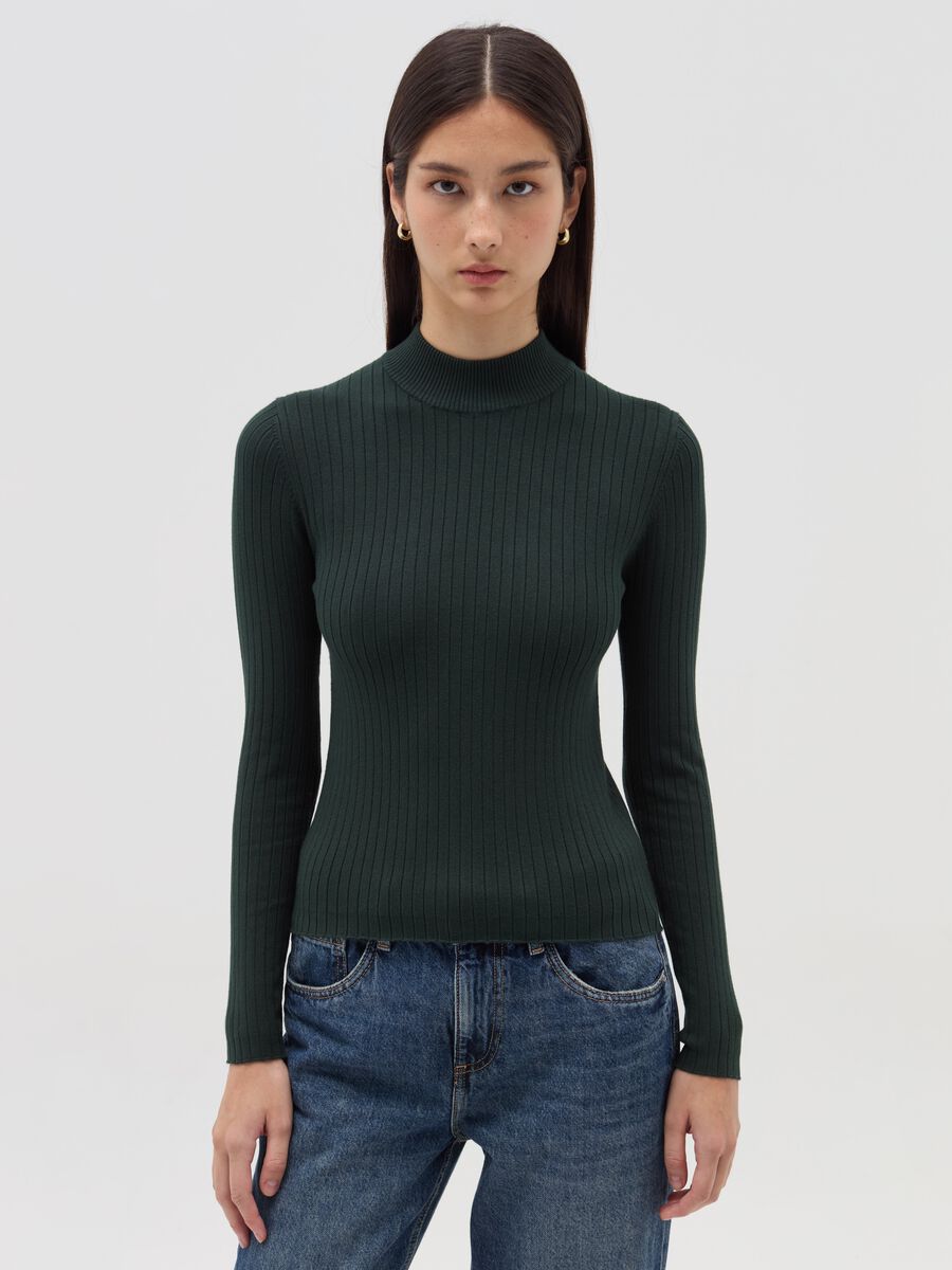 Flat ribbed top with mock neck_1