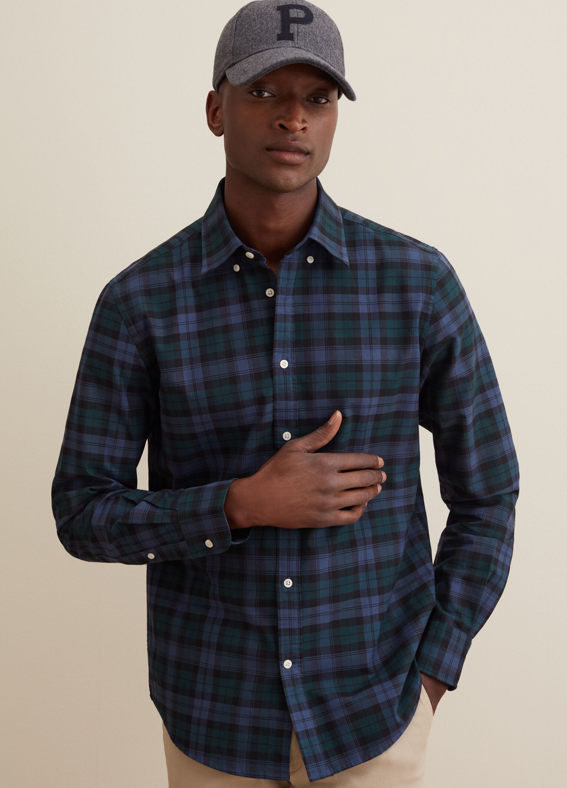 Oxford cotton shirt with check pattern