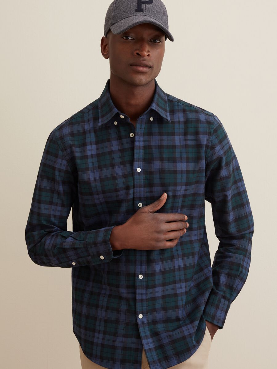 Oxford cotton shirt with check pattern_0
