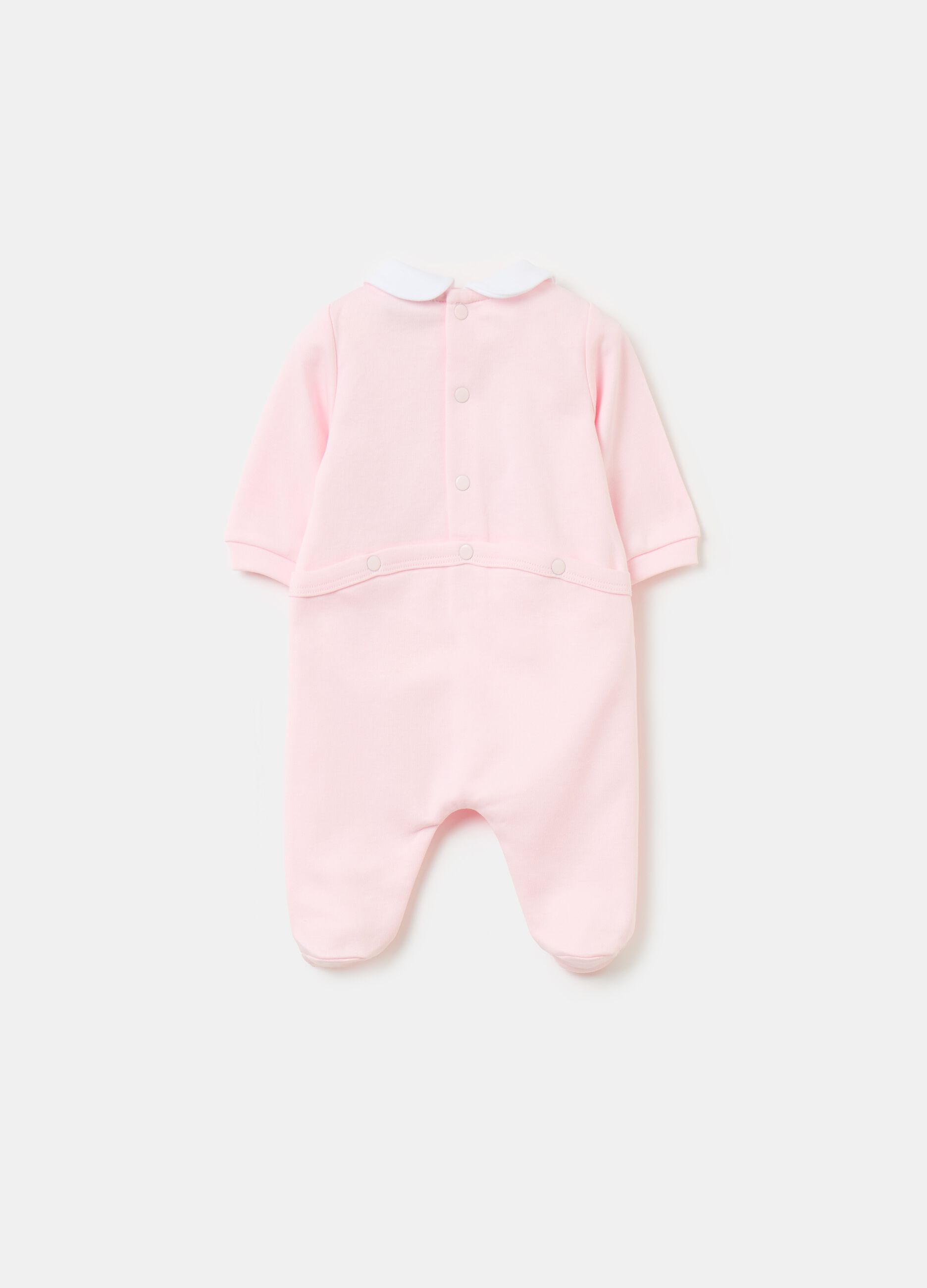 Organic cotton onesie with feet and application