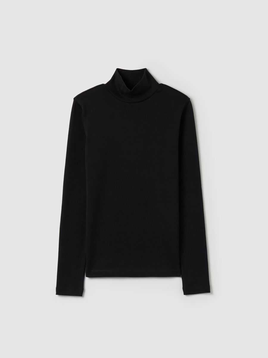 Long-sleeved T-shirt with mock neck_0