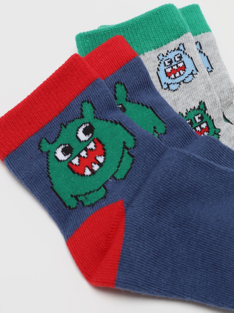 Three-pair pack socks in organic cotton with small monsters_2