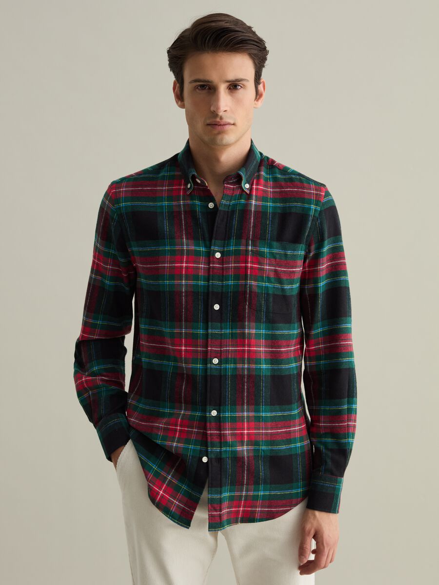 Chequered flannel button-down shirt_1