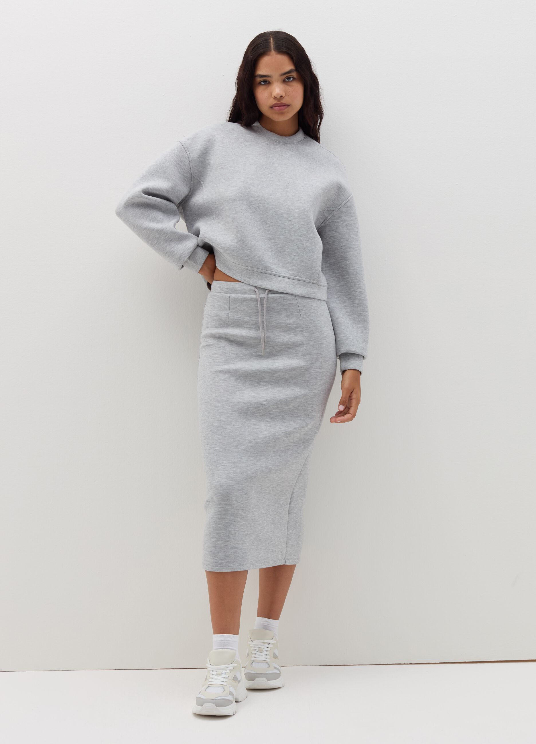 Midi pencil skirt in neoprene