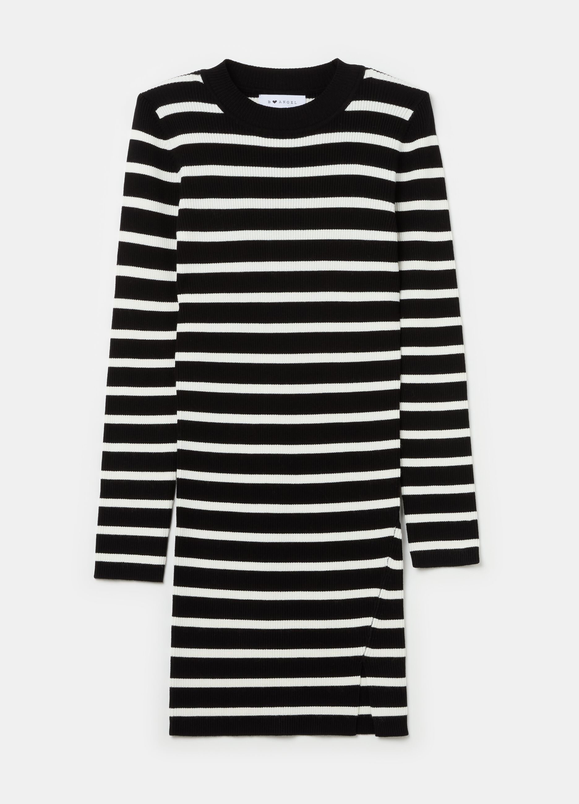 Short ribbed dress with striped pattern