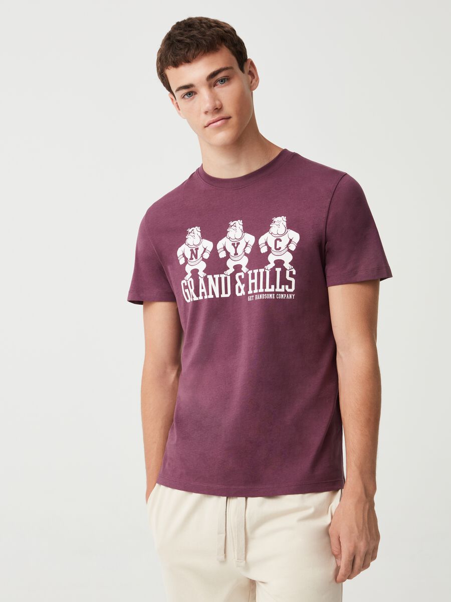 Cotton T-shirt with logo and bulldog print_0