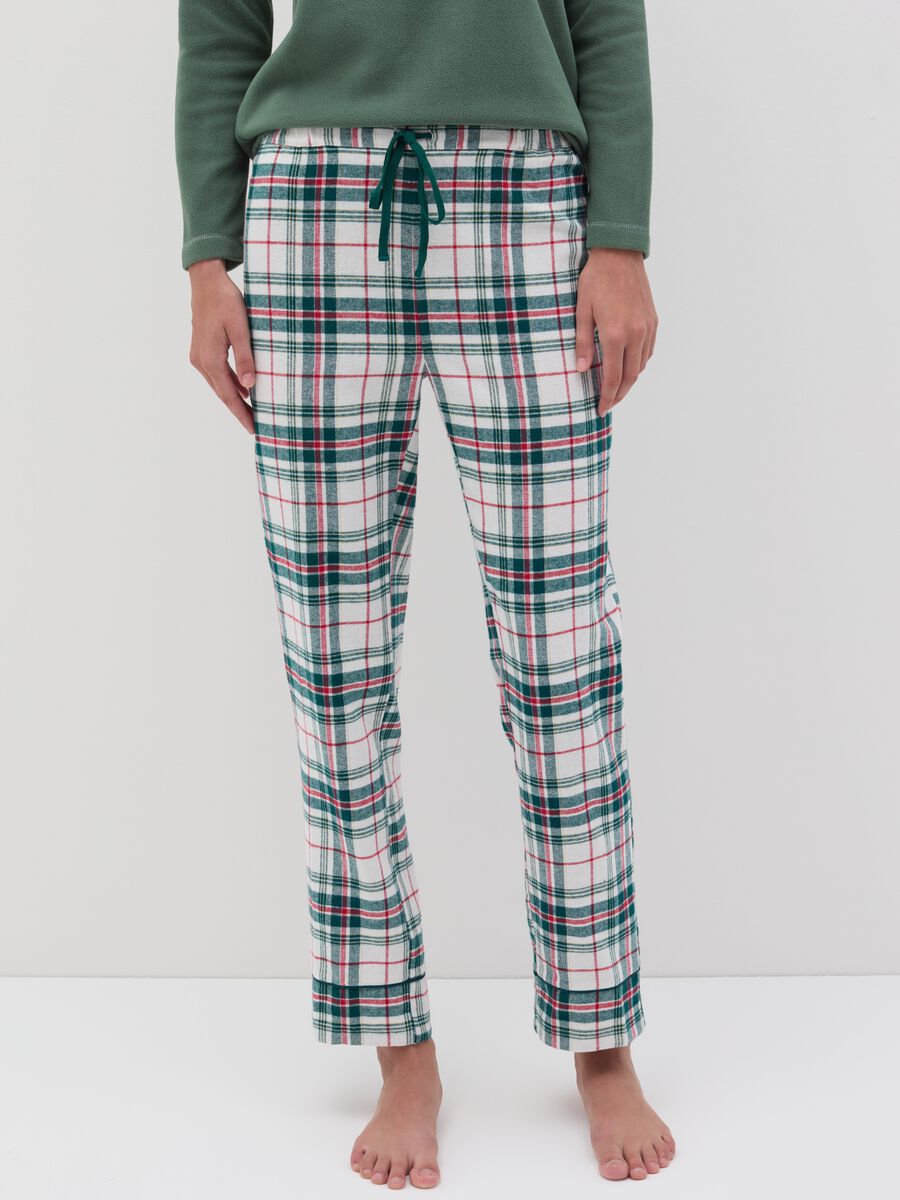 Check flannel pyjama bottoms with lurex_1