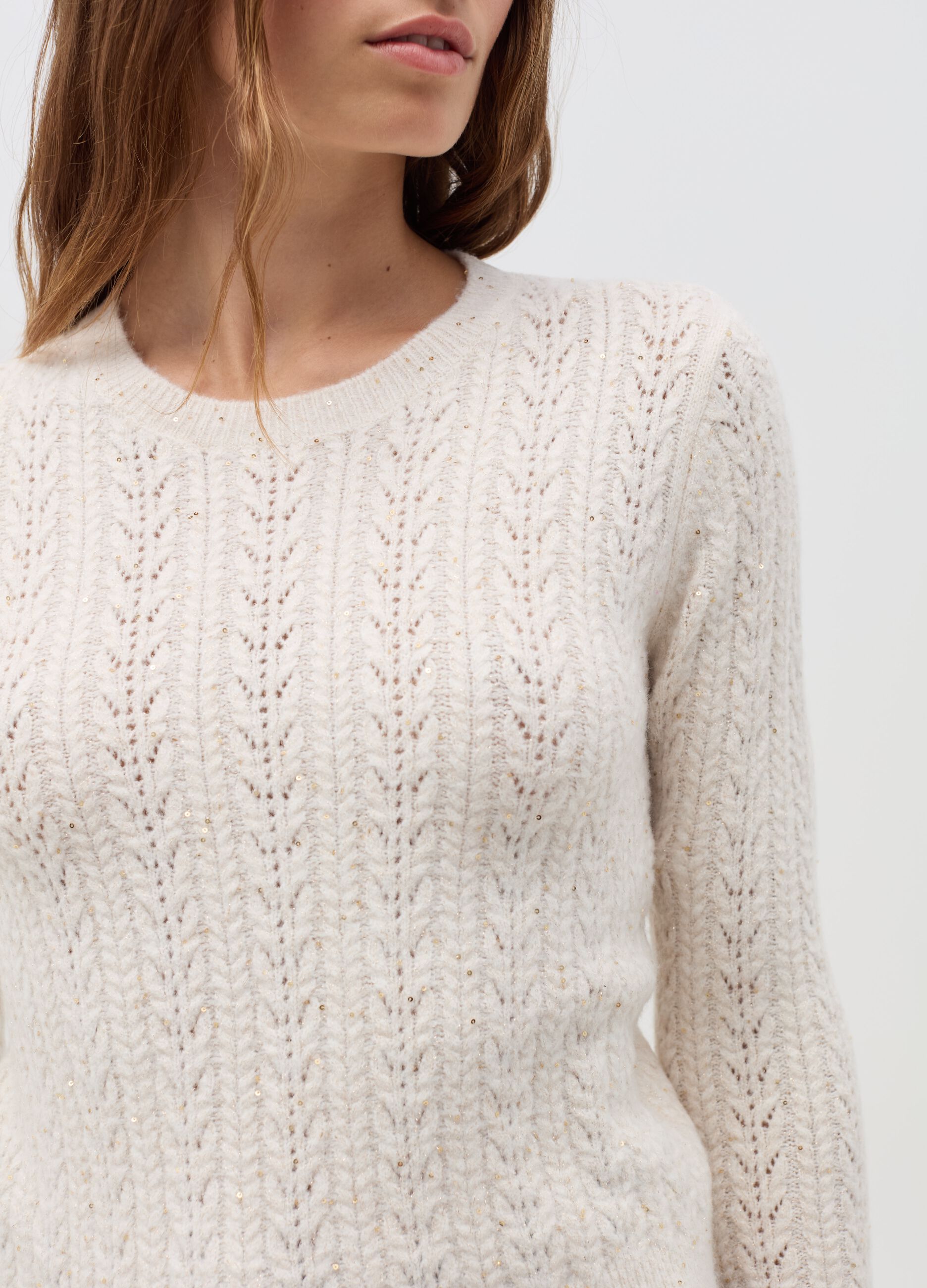 Lurex pullover with micro sequins