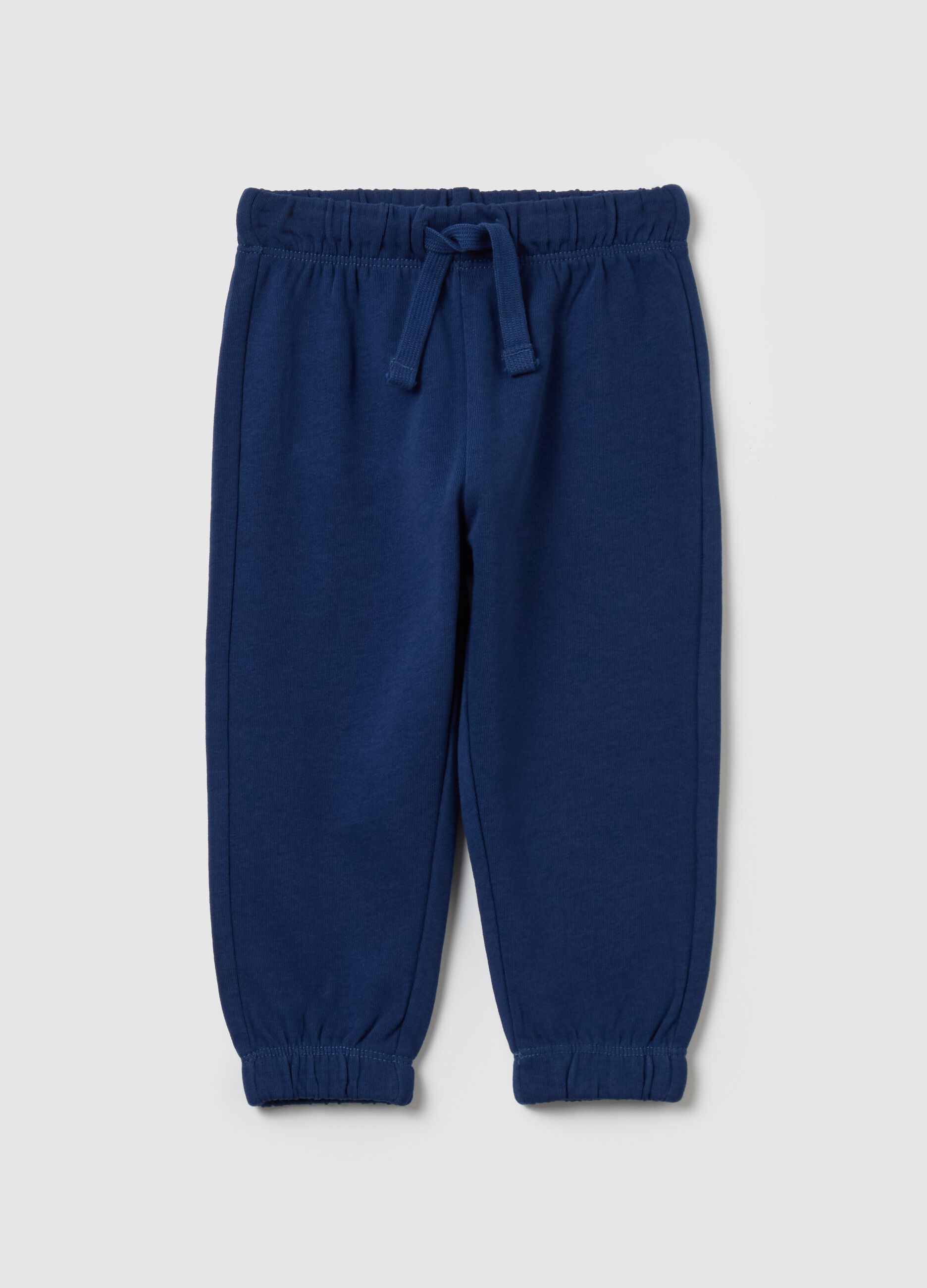 Fleece joggers with drawstring and print