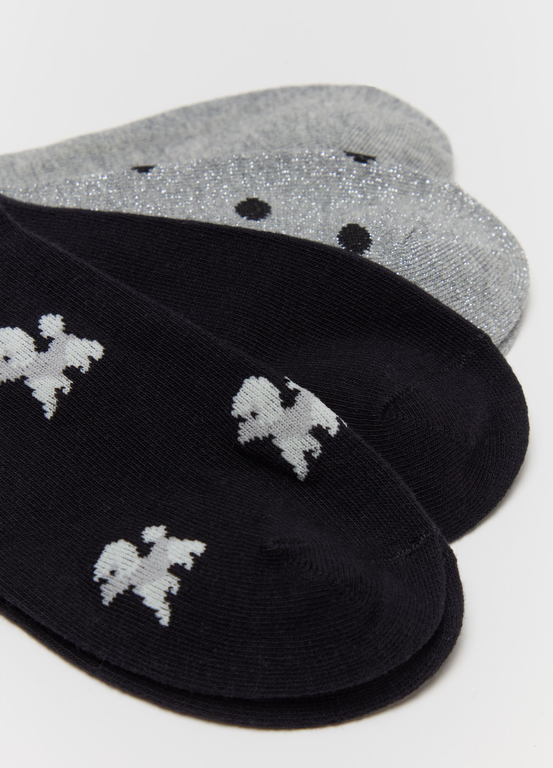 Five-pair pack short socks with lurex and designs