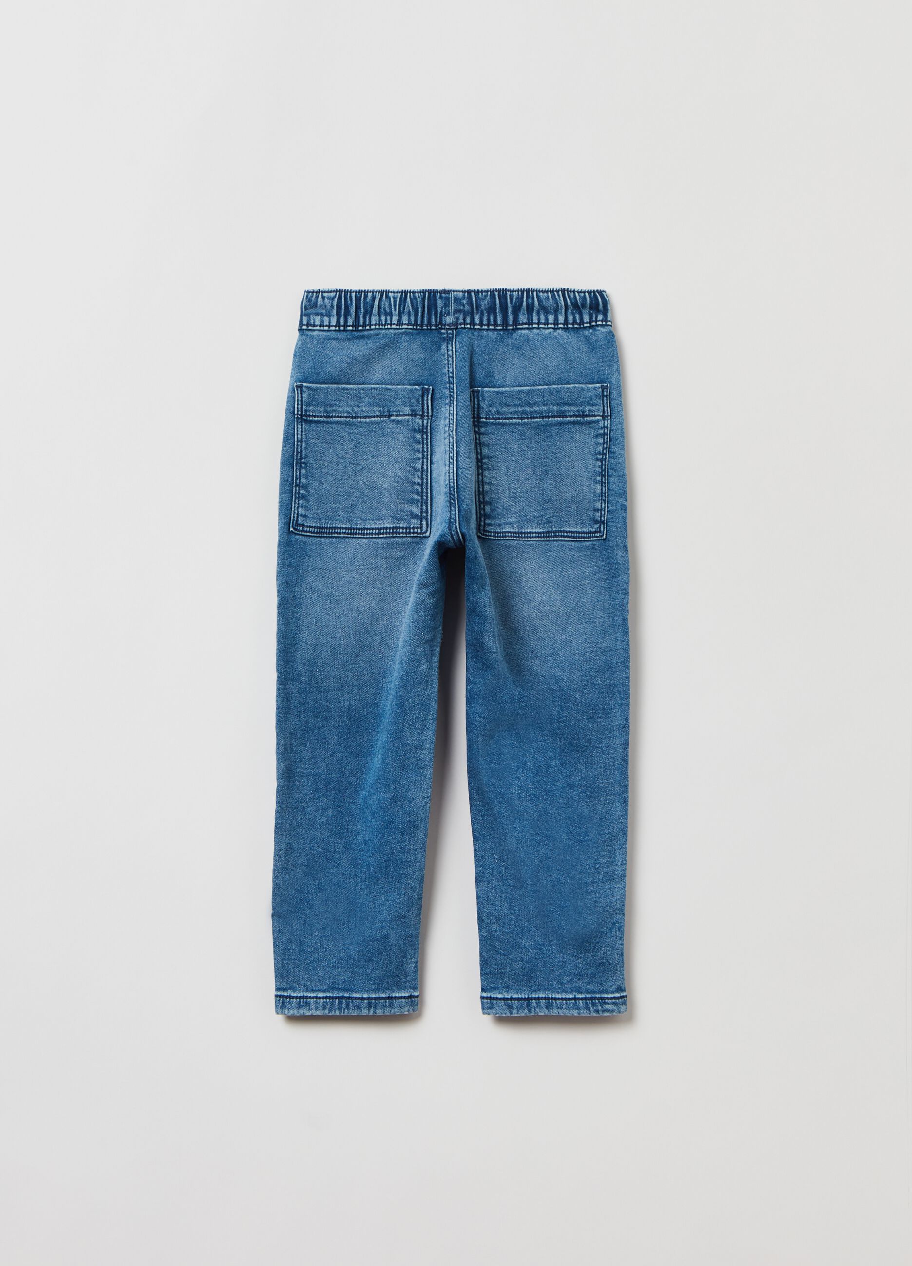 Denim joggers with drawstring