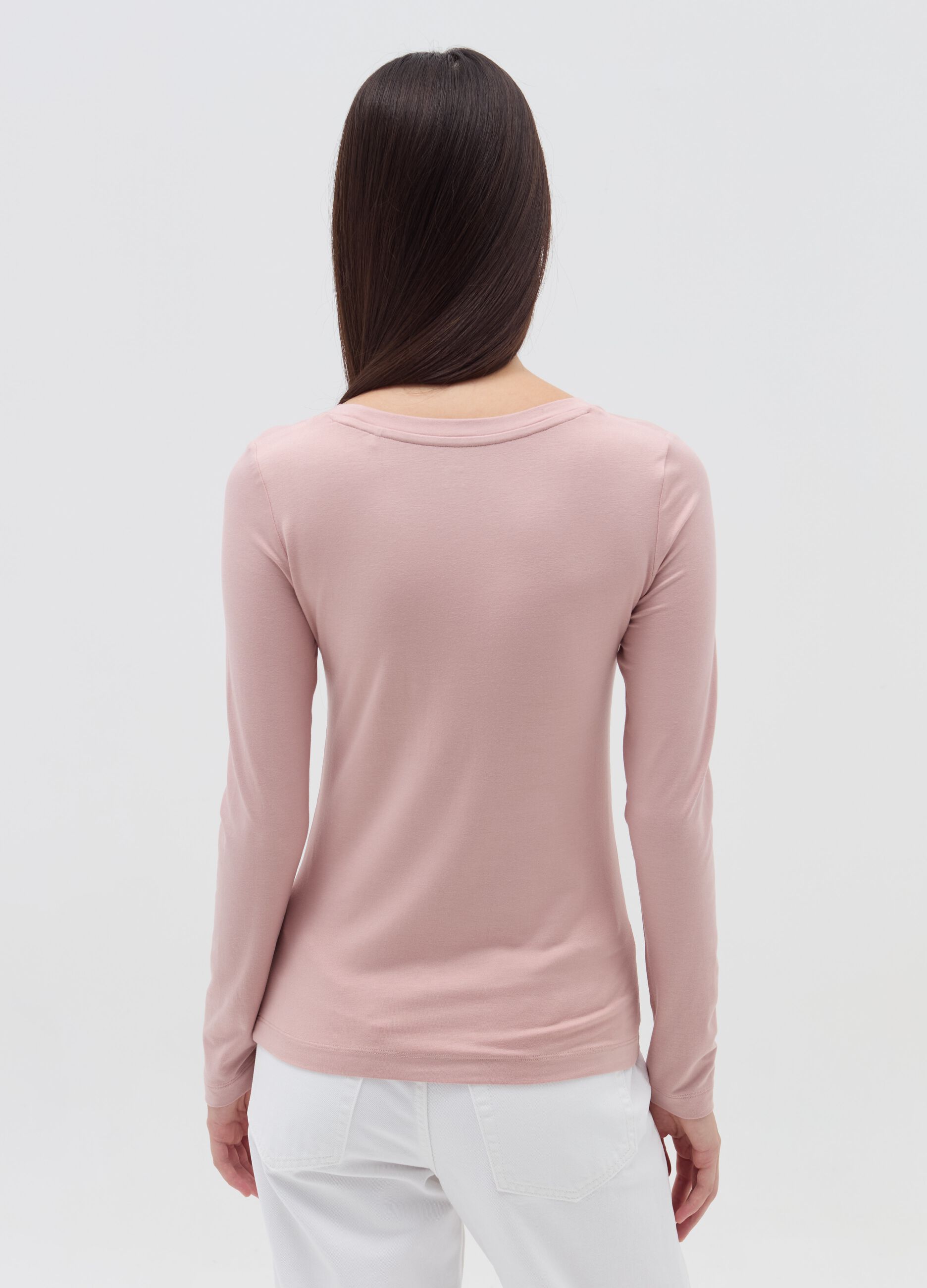 Long-sleeved T-shirt in stretch viscose