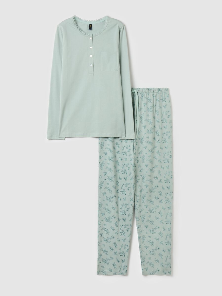 Organic cotton pyjamas with floral pattern_0