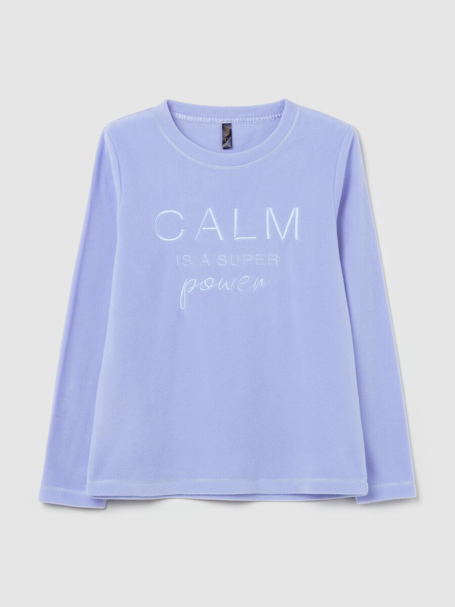 Fleece pyjama top with "Calm is a super power” embroidery_4