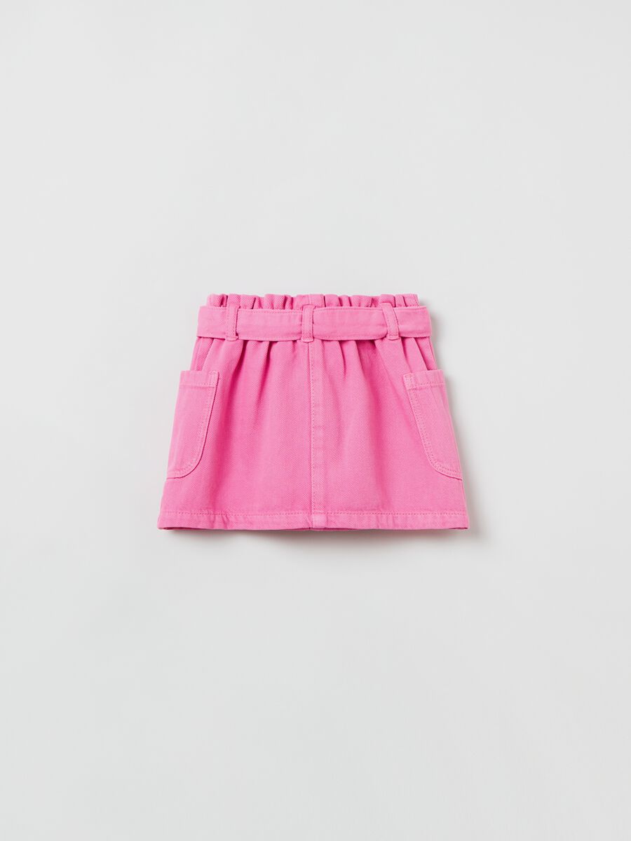 Denim skirt with belt and pockets_1