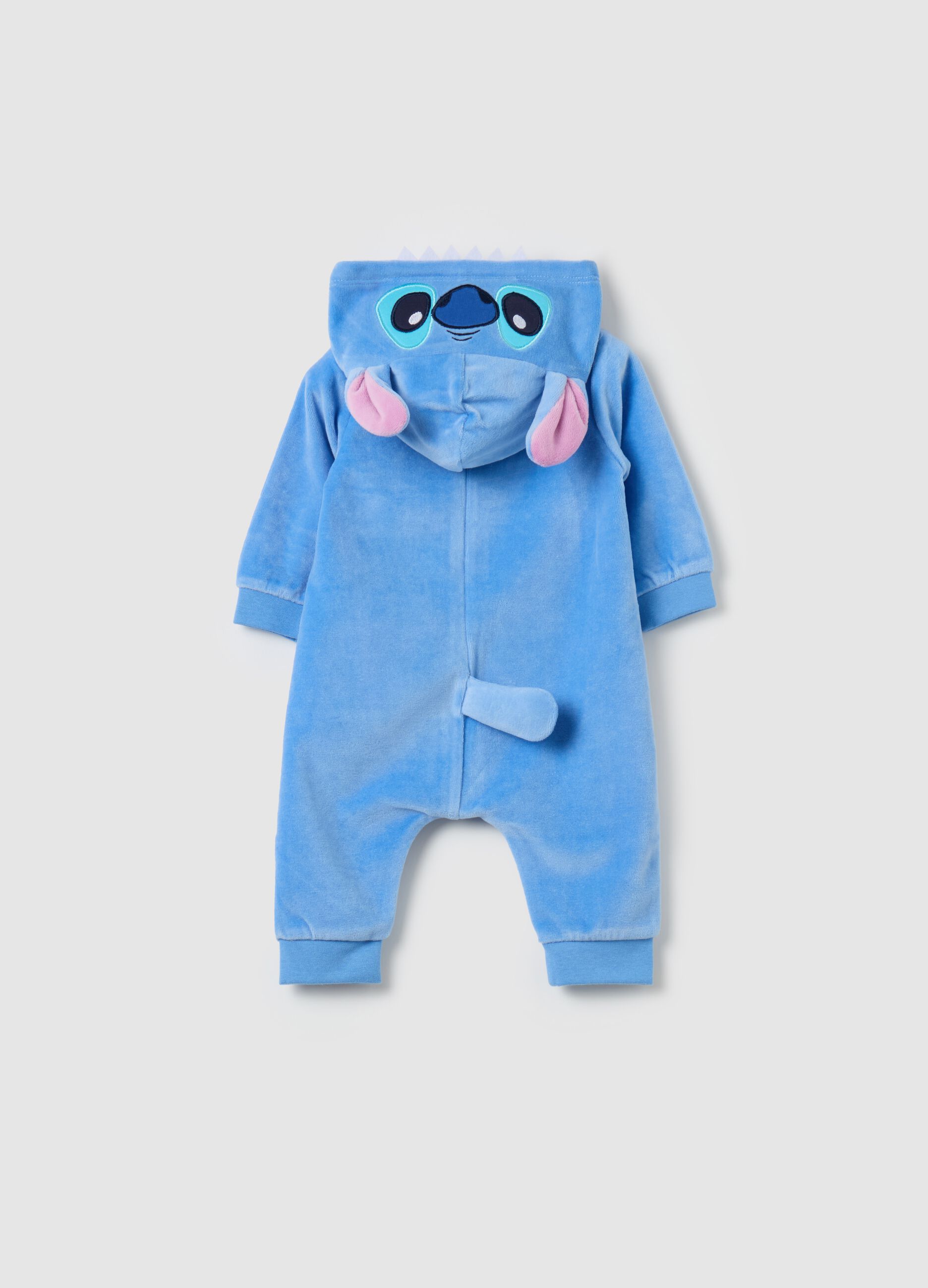 Velour onesie with Stitch embroidery