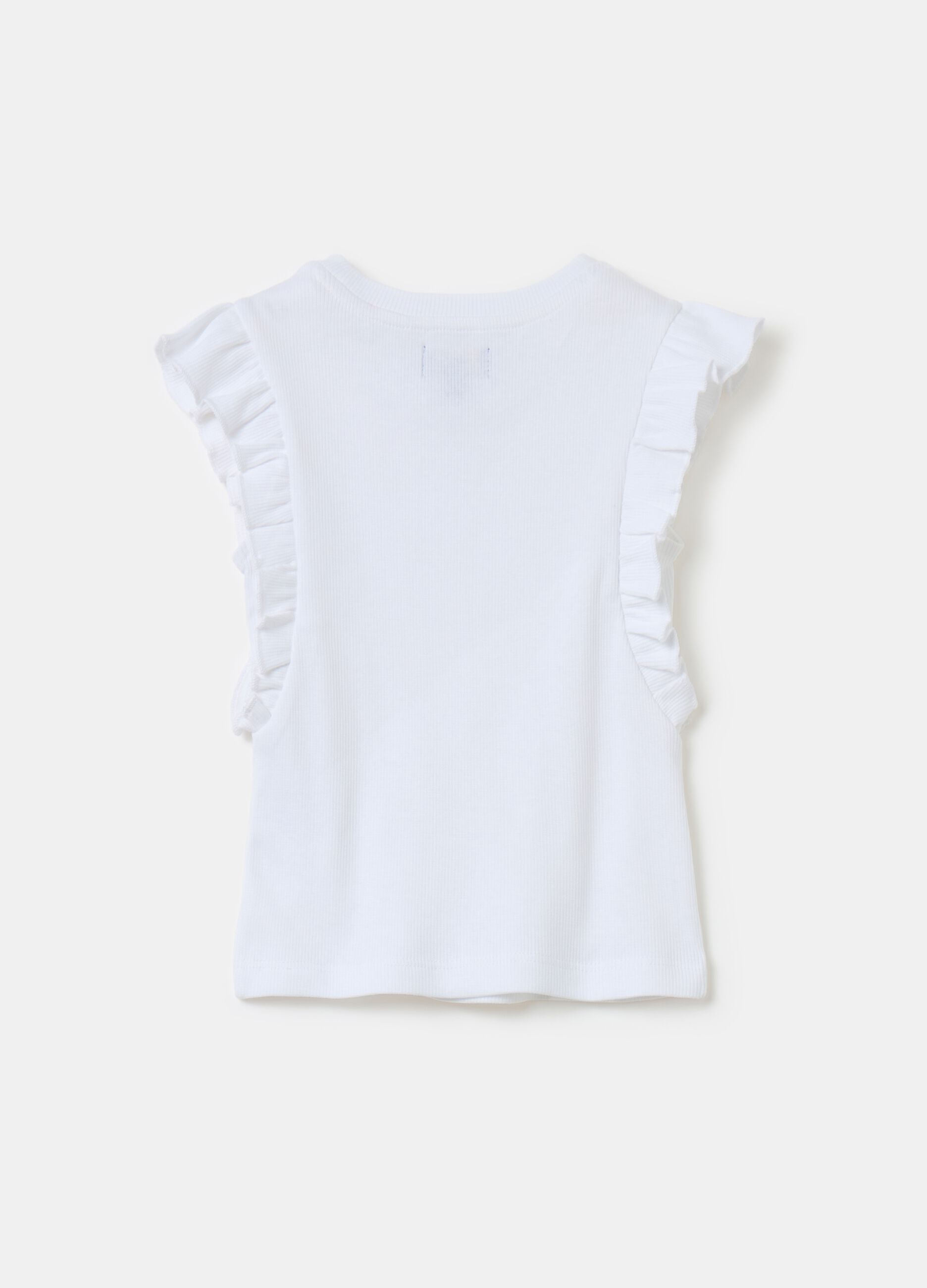 Ribbed T-shirt with flounce