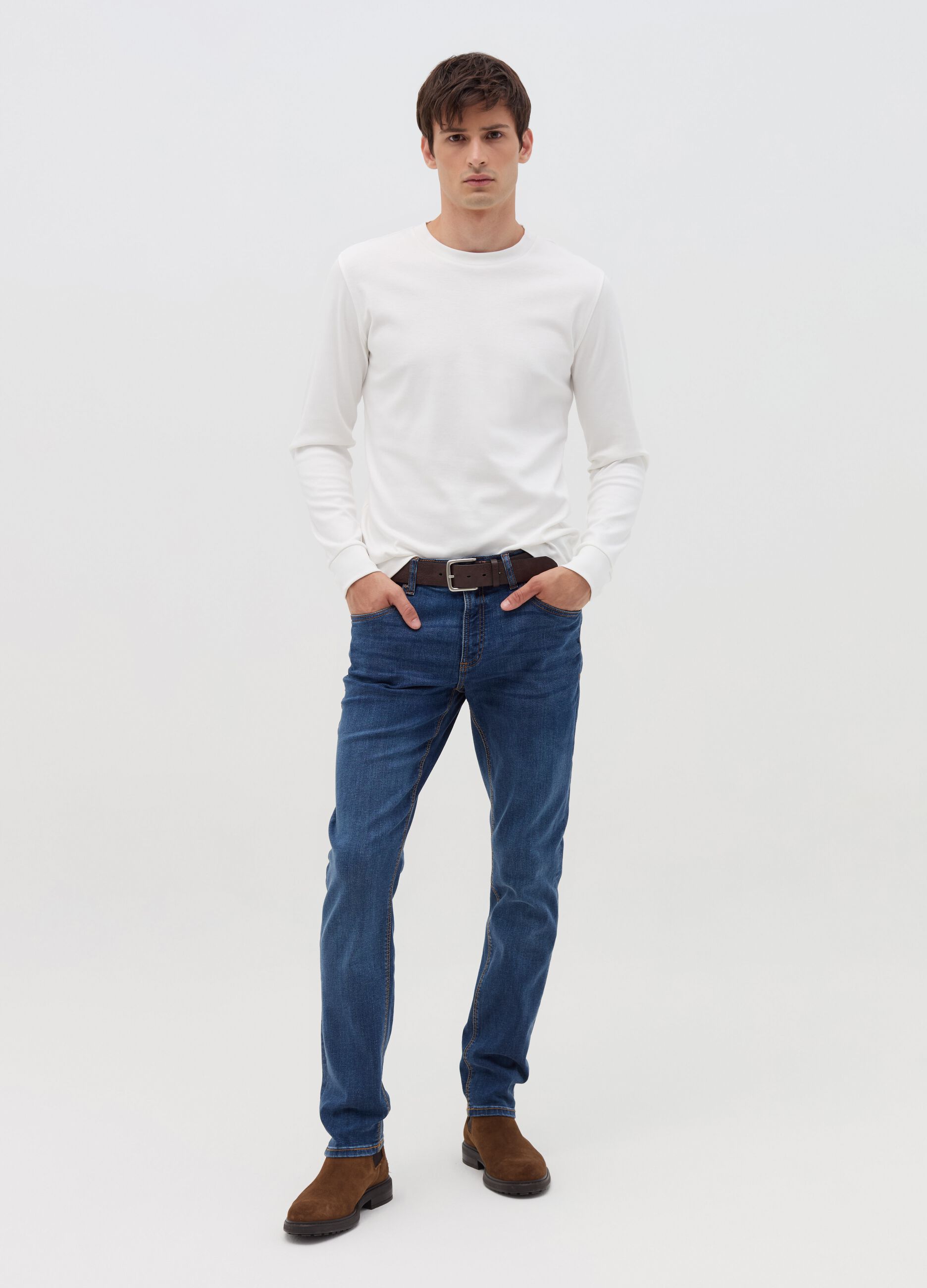 Skinny-fit jeans with fading