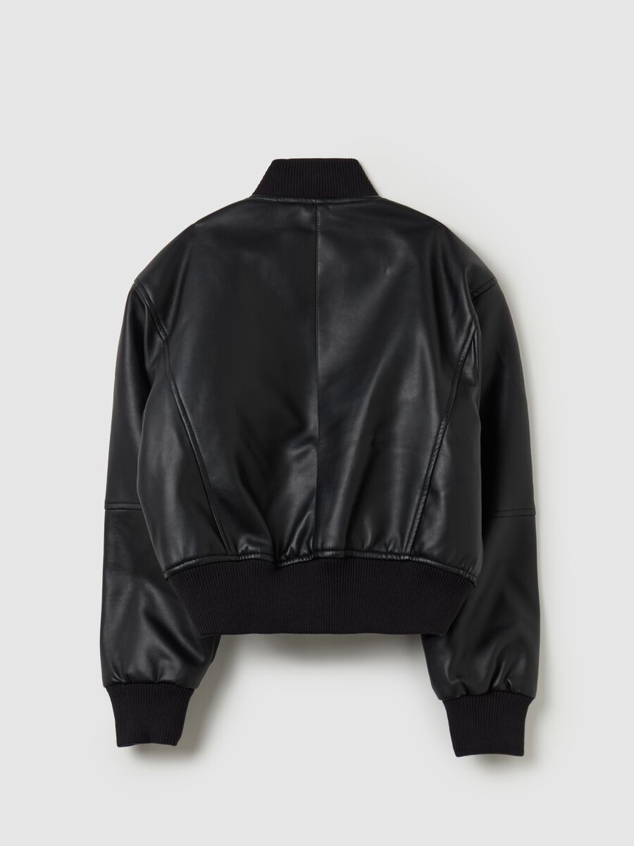 Glossy-effect full-zip bomber jacket_4