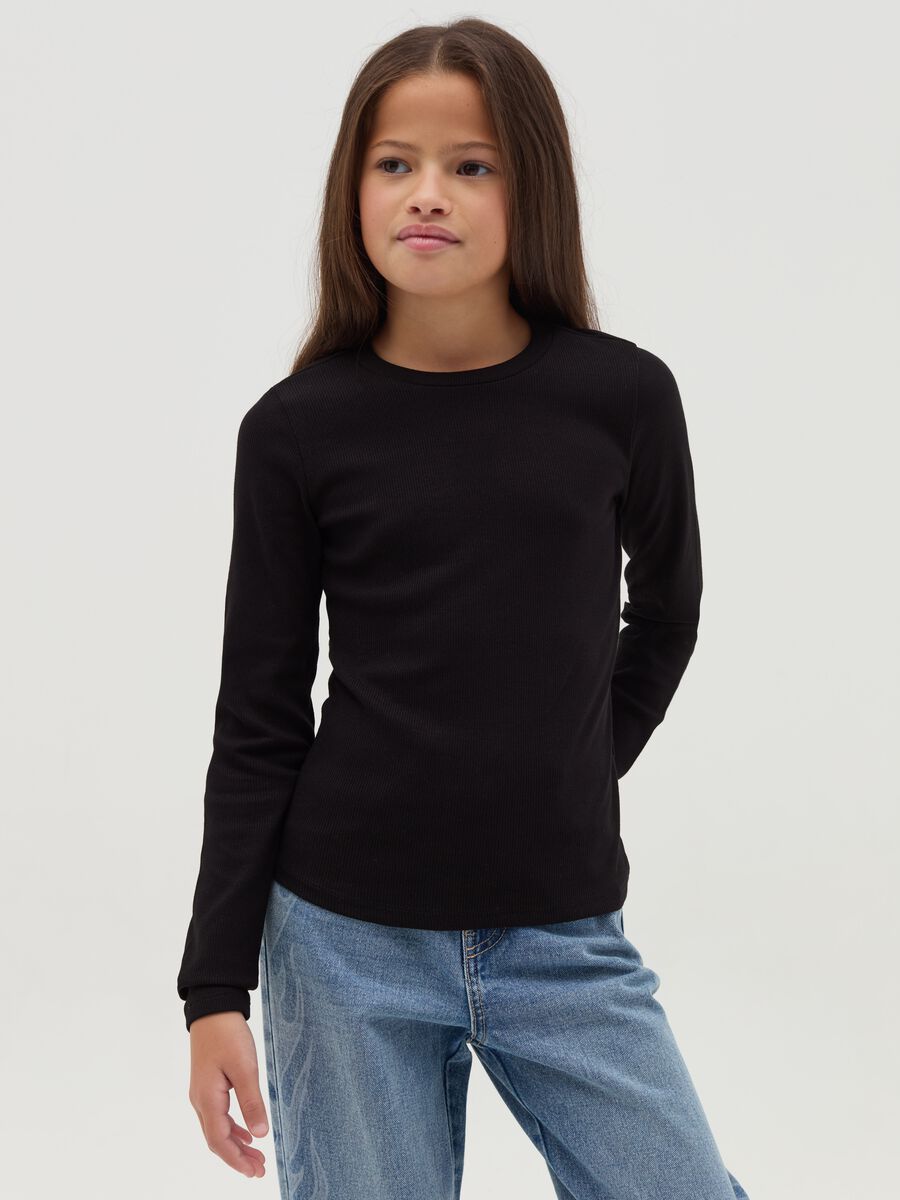 Ribbed T-shirt with long sleeves_0