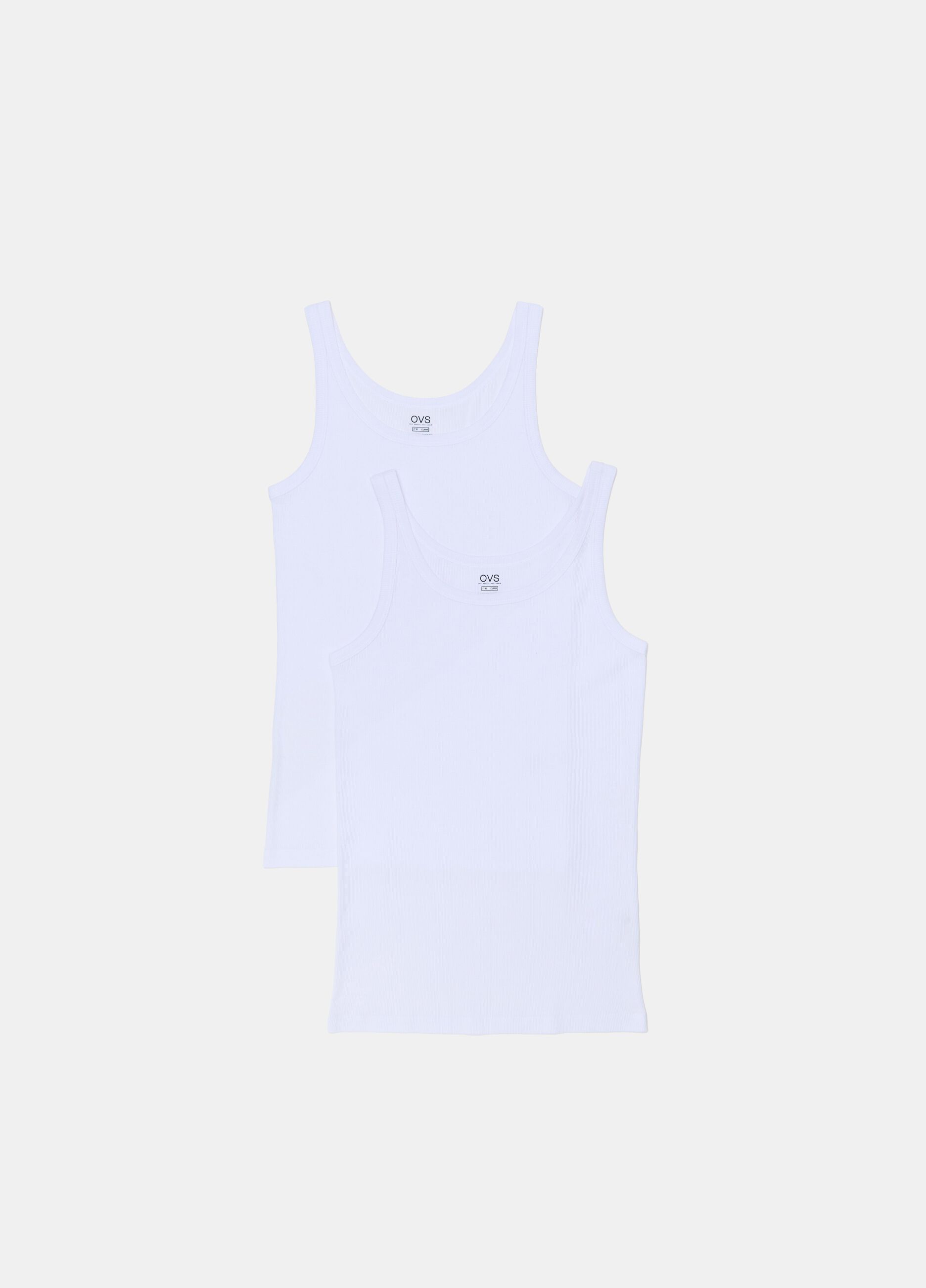 Two-pack racerback vests in solid colour organic cotton