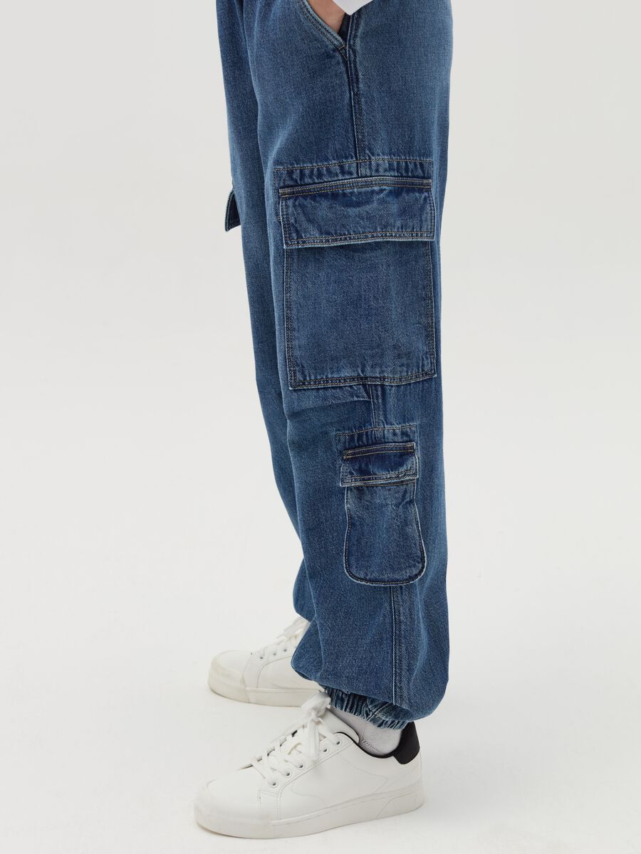 Parachute cargo joggers in denim_1