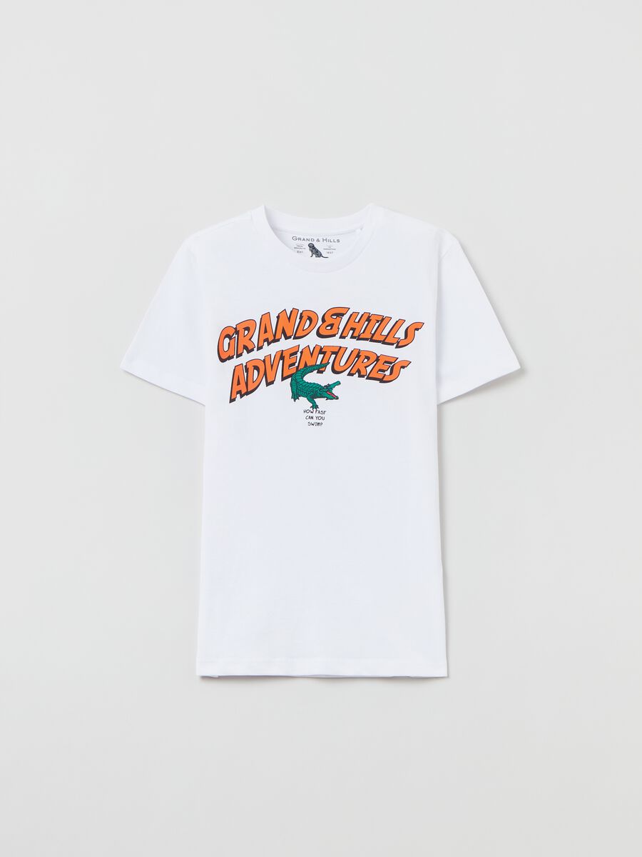 T-shirt con stampa coccodrillo Grand&Hills_0