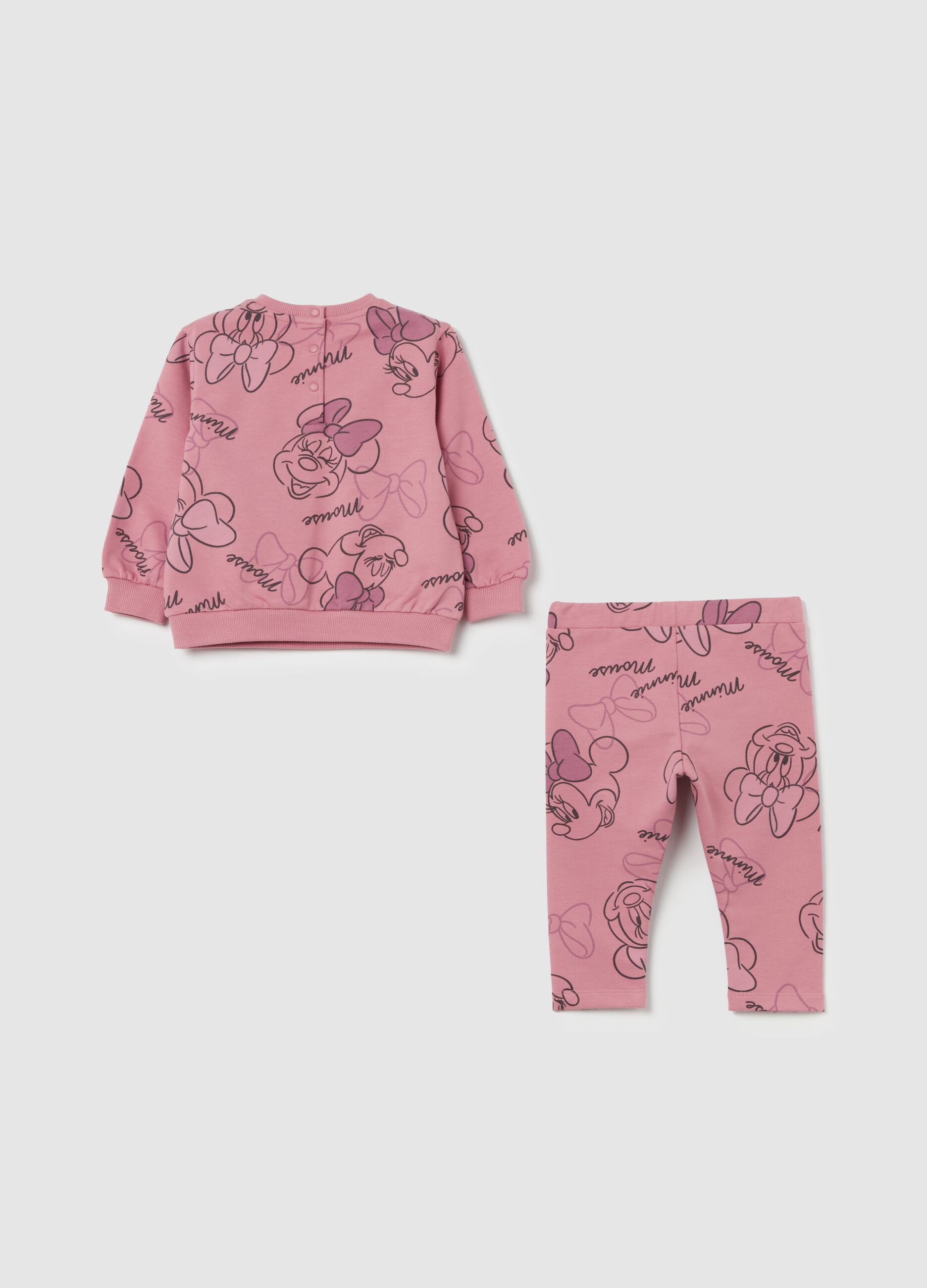 Jogging set in cotone bio con stampa Minnie