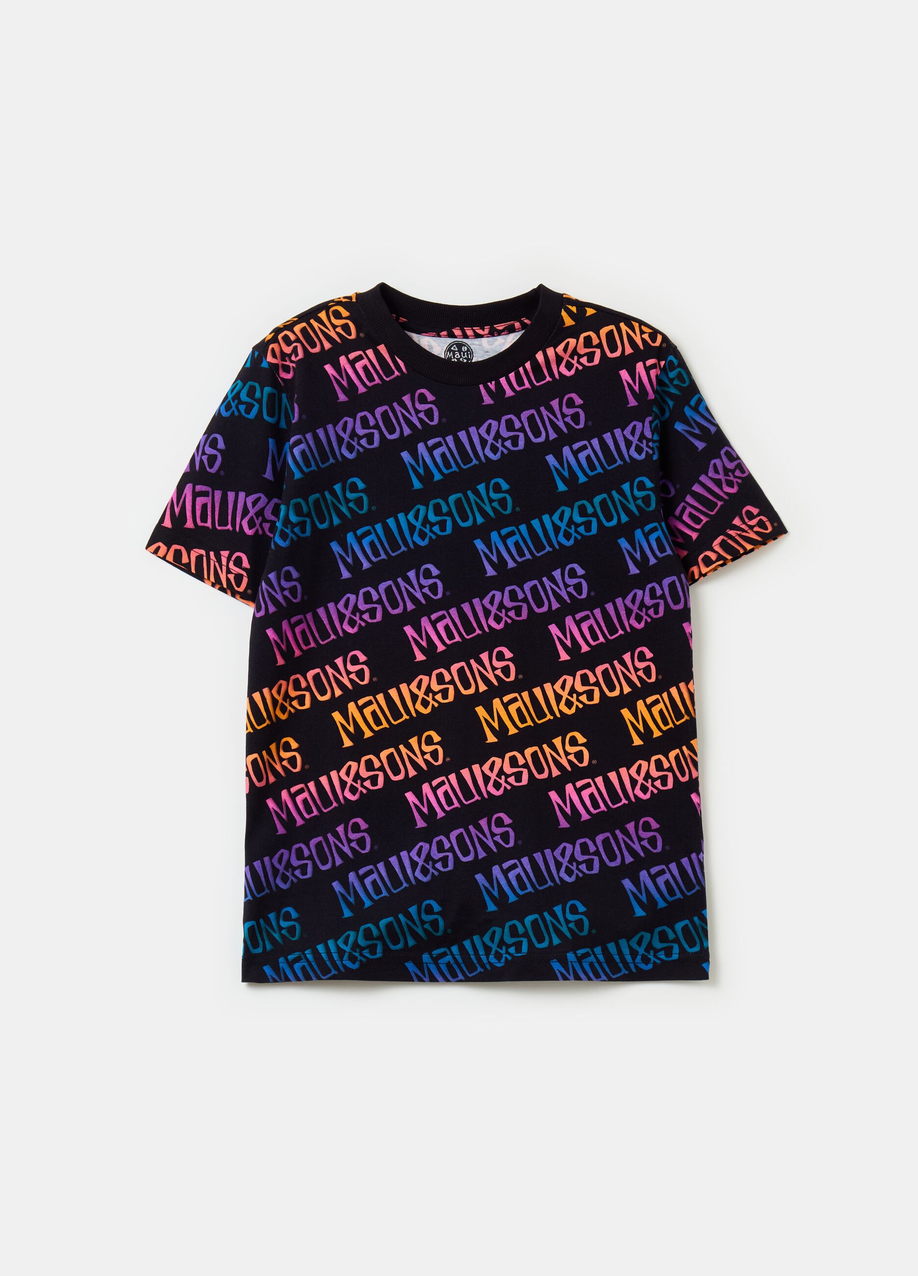 T-shirt con stampa multicolor all-over