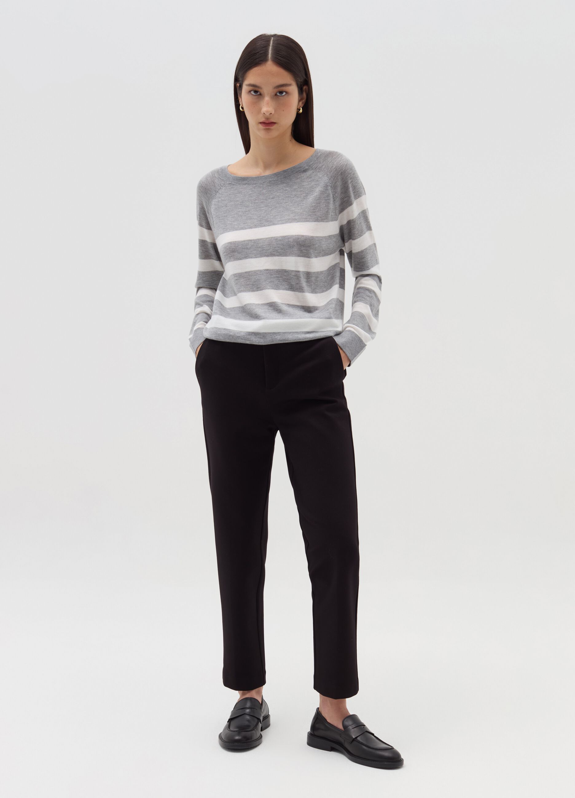 Striped top with raglan sleeves