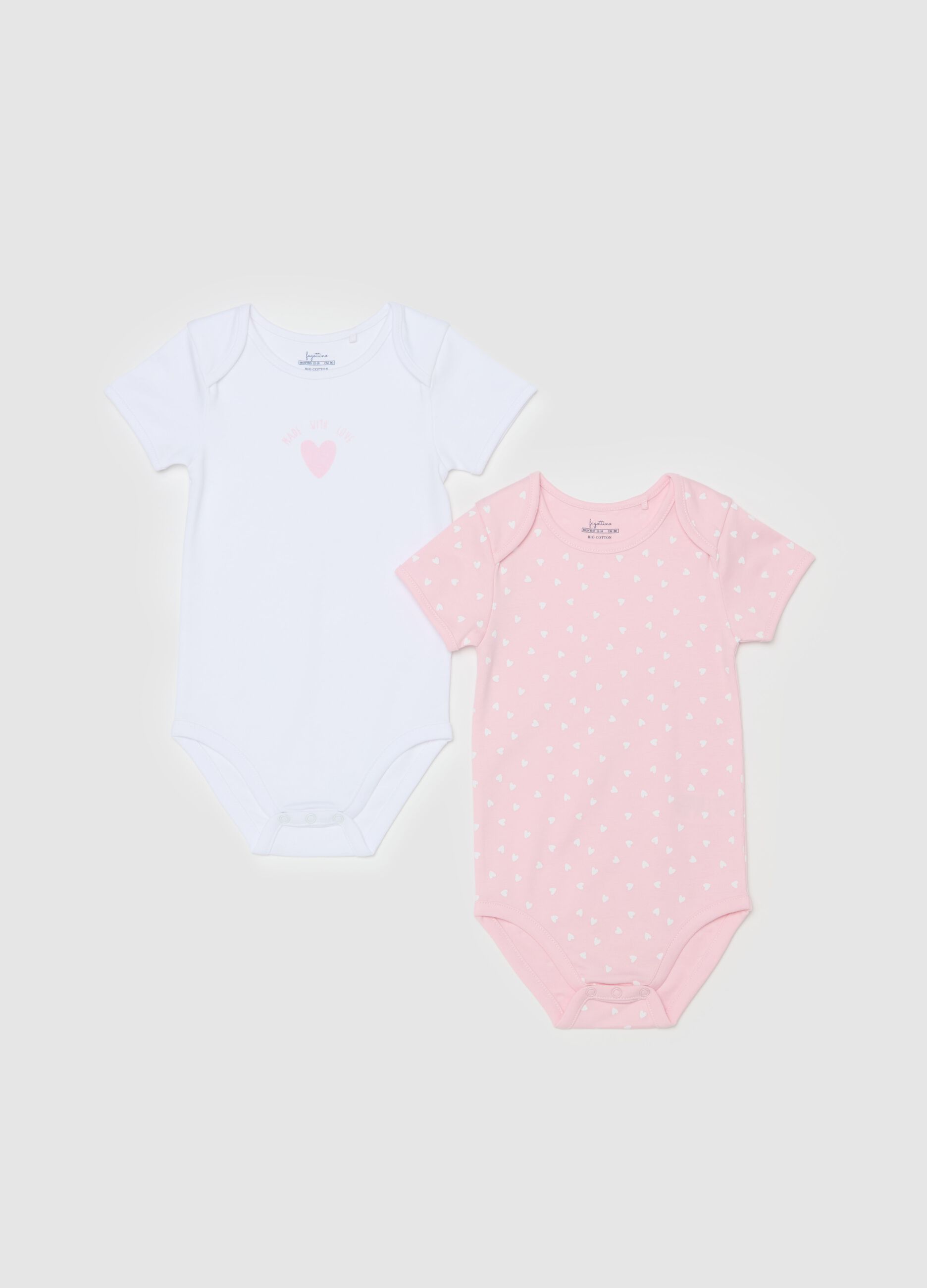 Two-pack organic cotton bodysuits with print