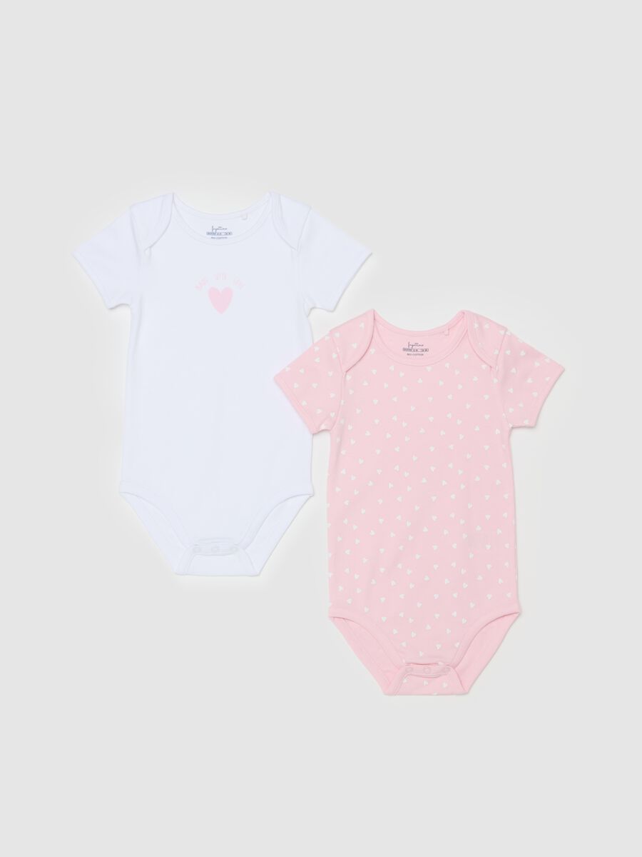 Two-pack organic cotton bodysuits with print_0