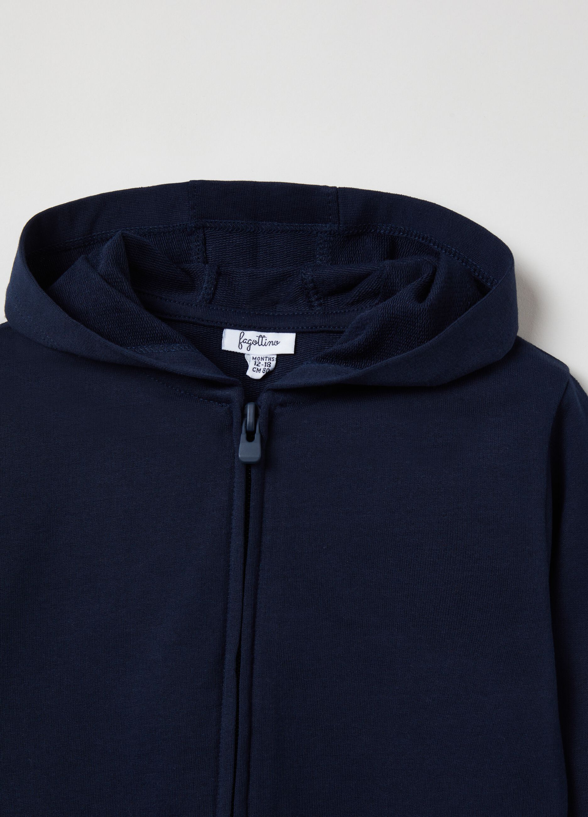 Cotton full-zip sweatshirt with hood