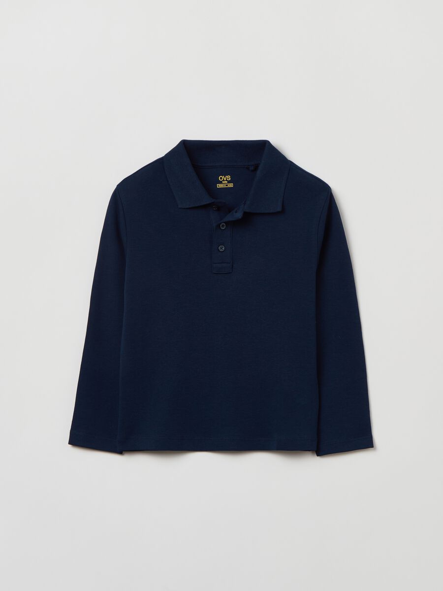 Long-sleeved cotton polo shirt_0