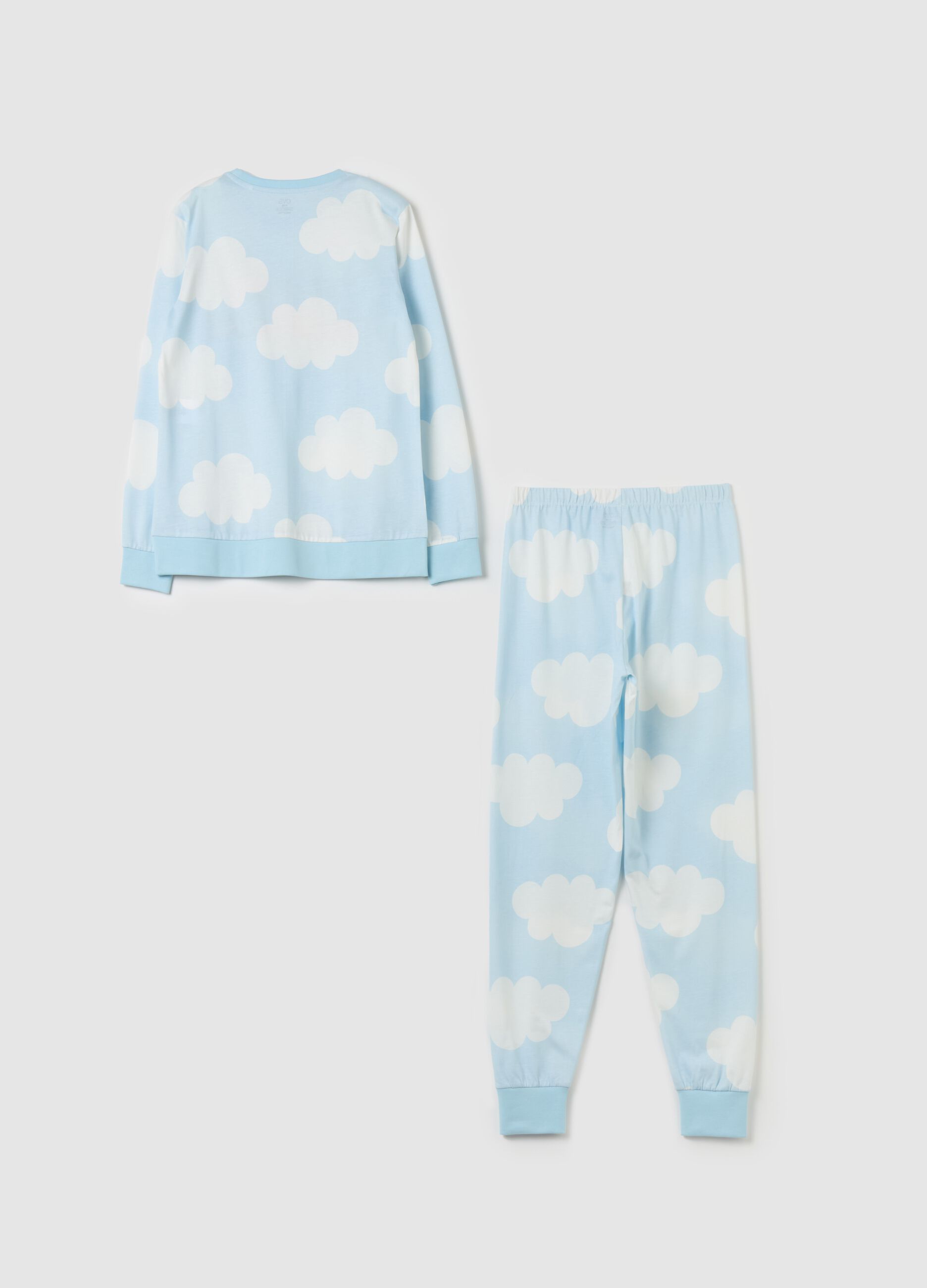 Full-length pyjamas with cloud print