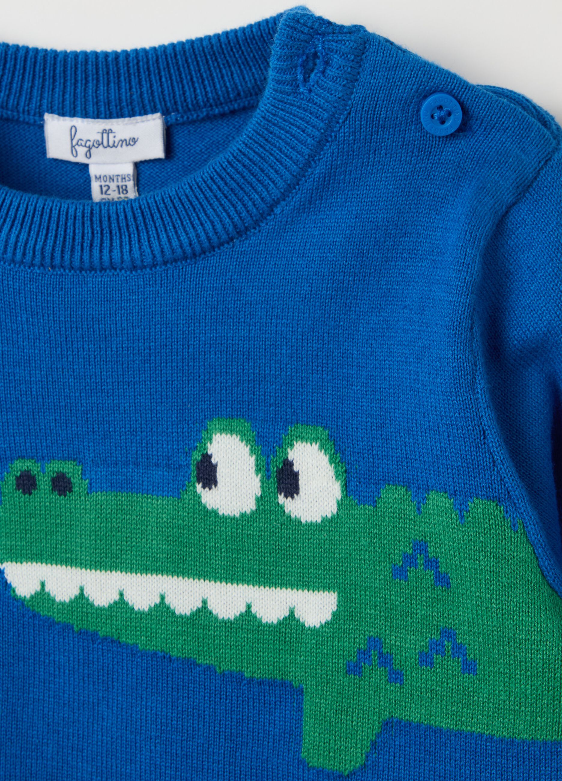 Cotton pullover with crocodile design