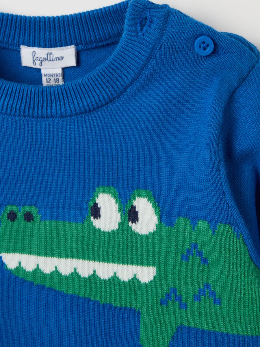 Cotton pullover with crocodile design_2