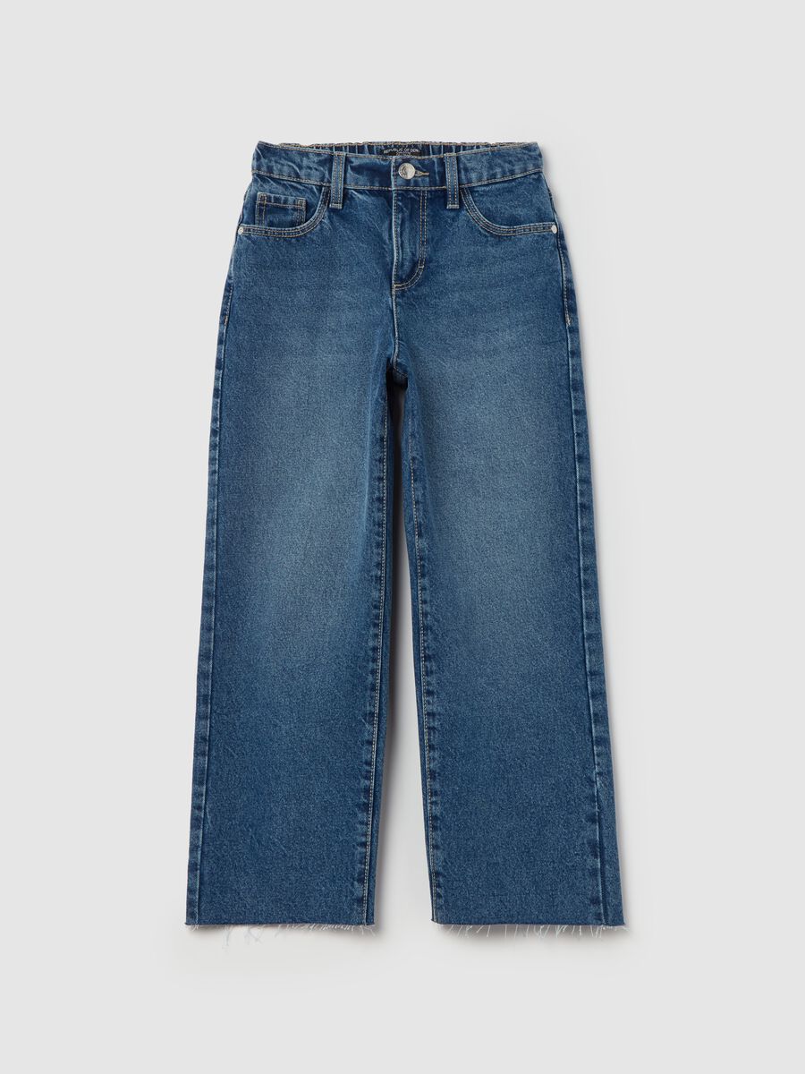 Culotte jeans with five pockets and raw edging_3