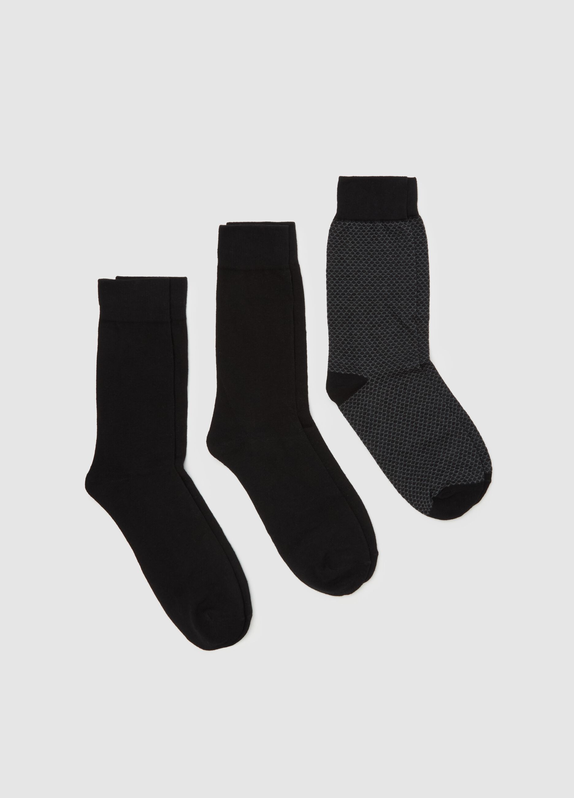 Three-pair pack short socks with geometric pattern