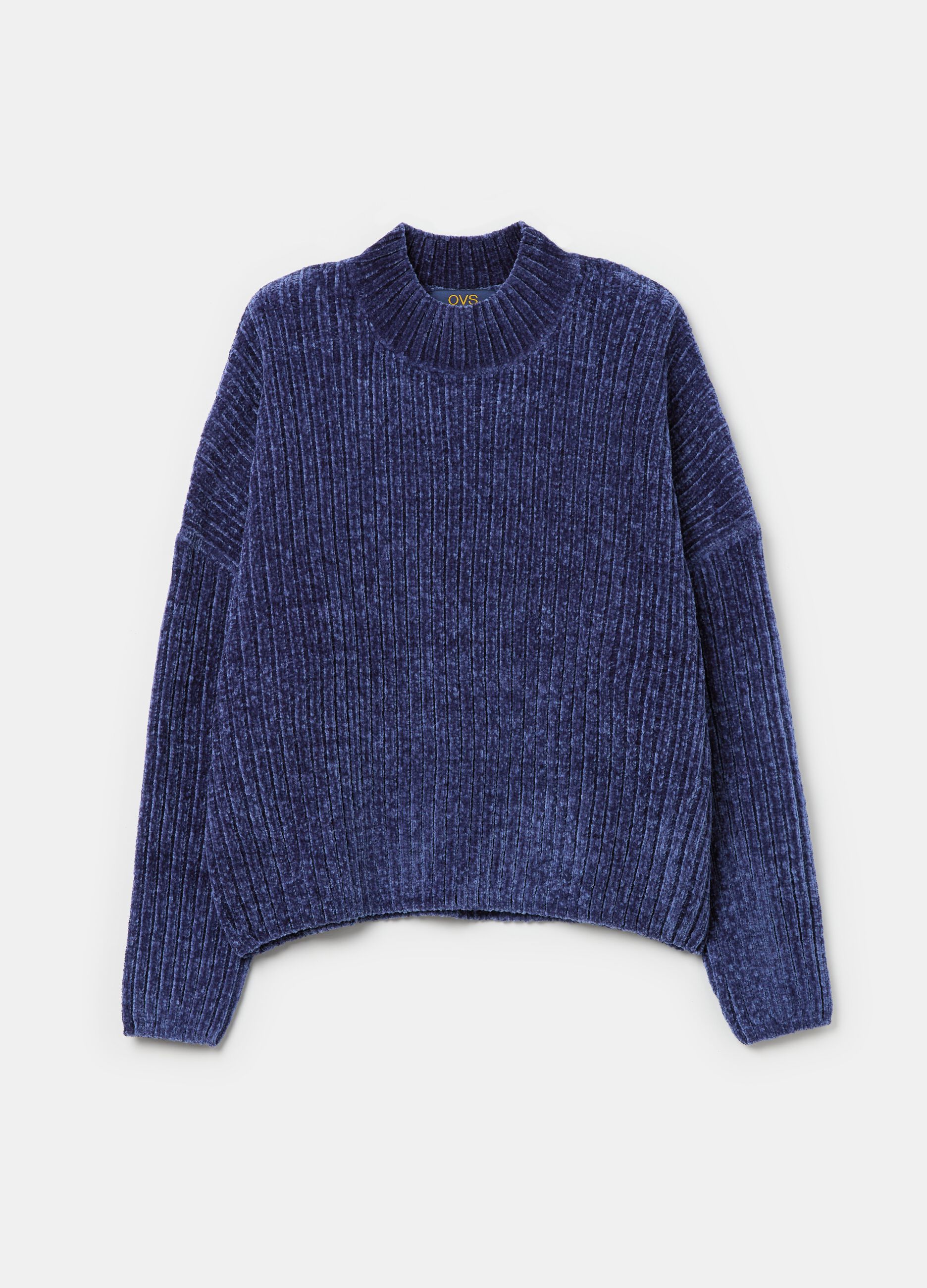 Chenille pullover with mock neck