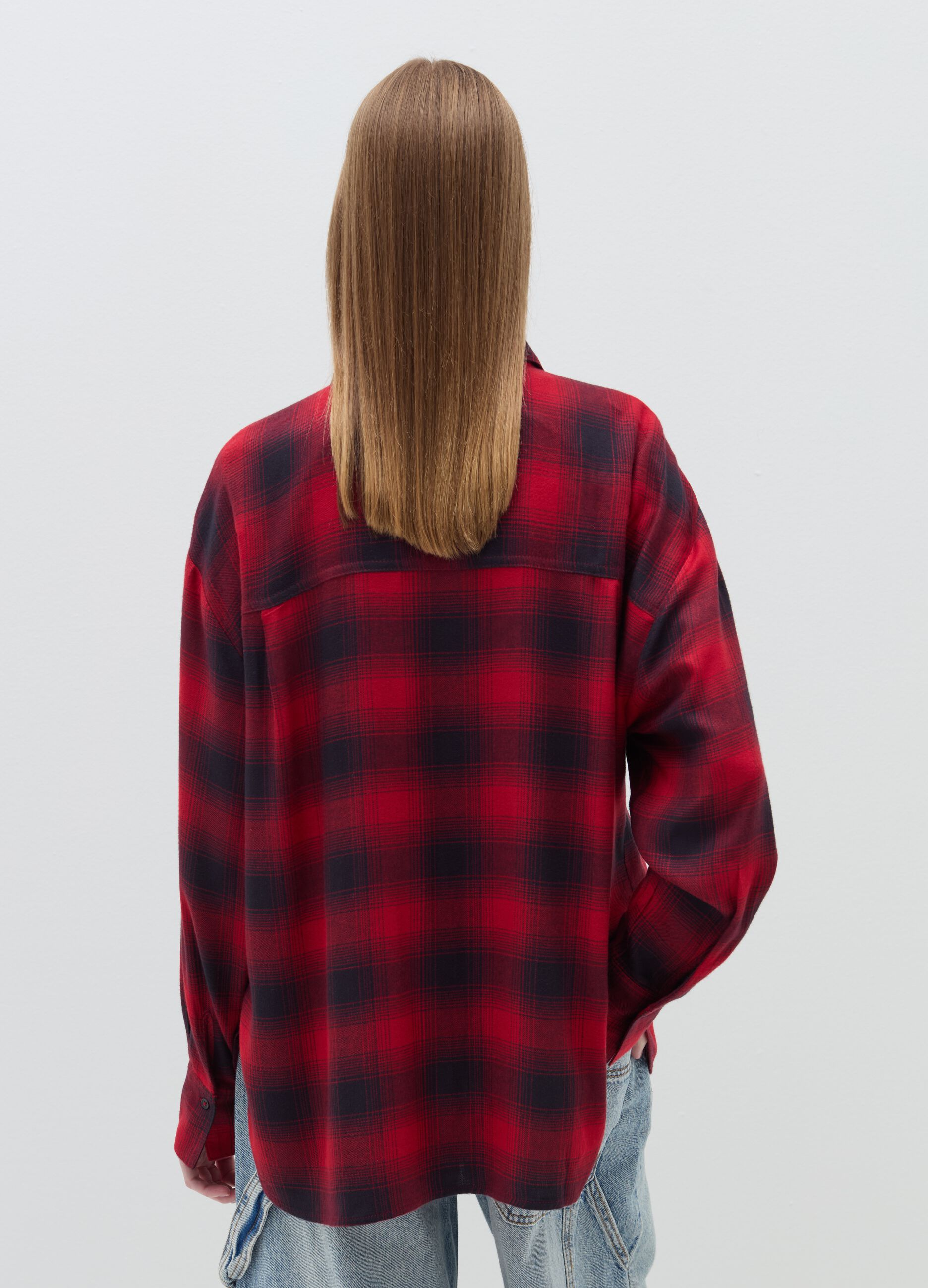 Oversized shirt with check pattern