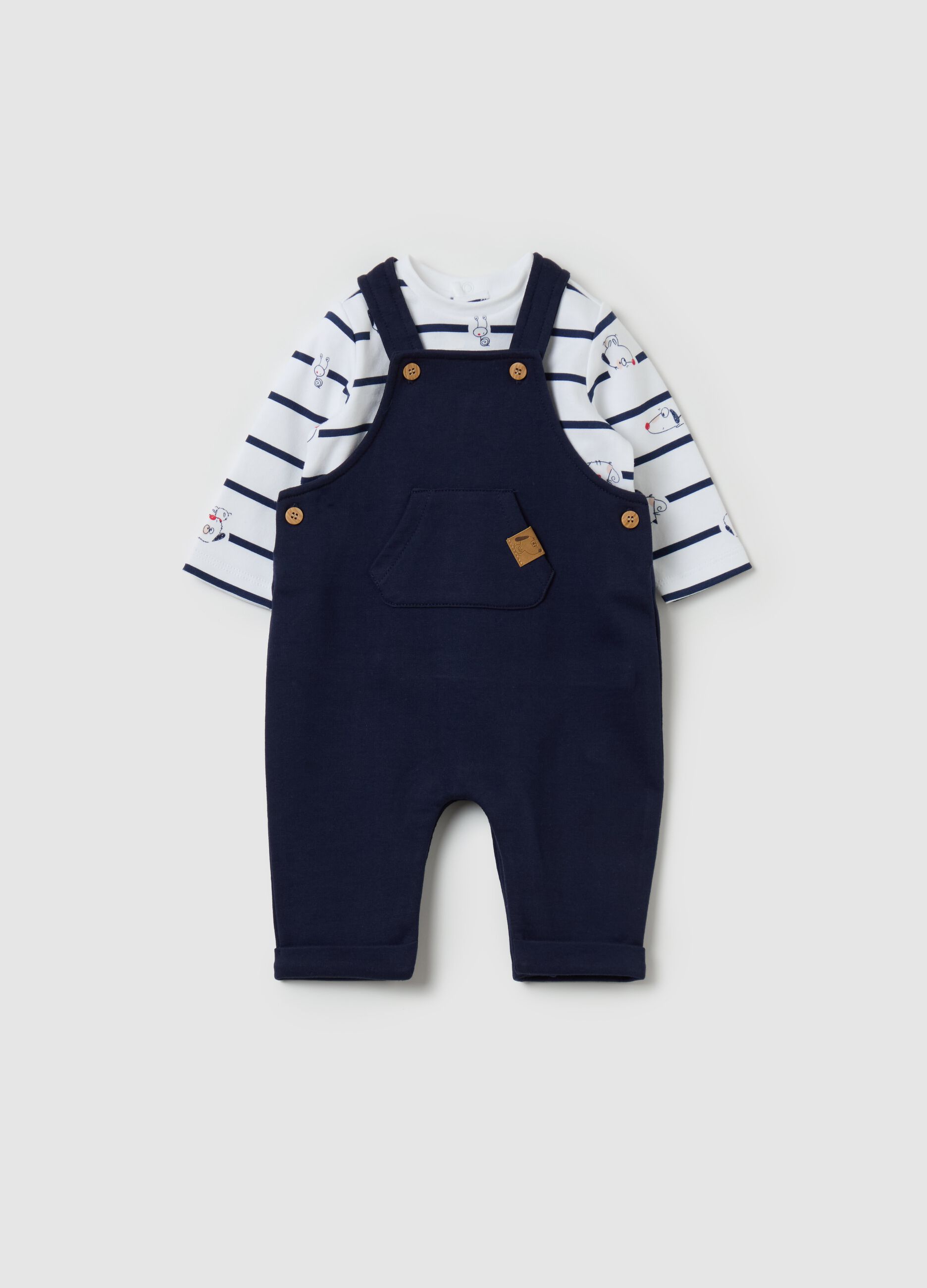 T-shirt and dungarees set in organic cotton