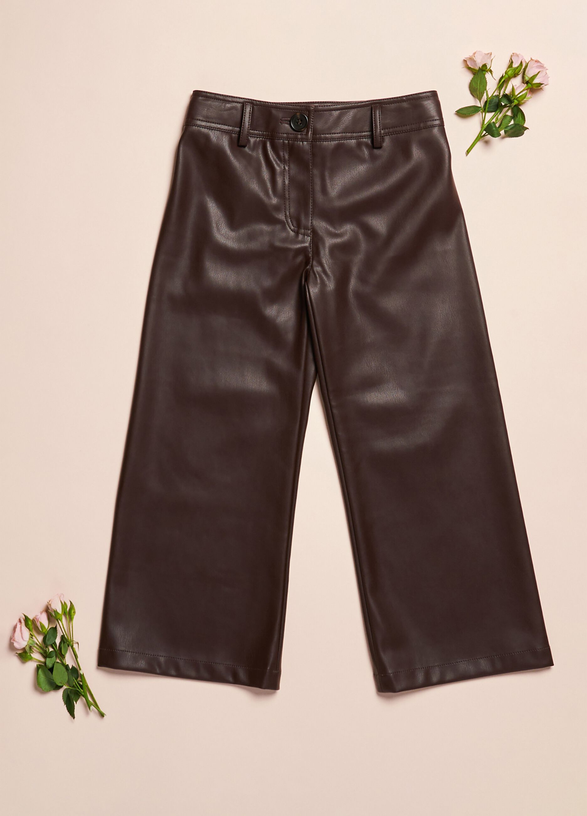 Wide-leg trousers in faux leather