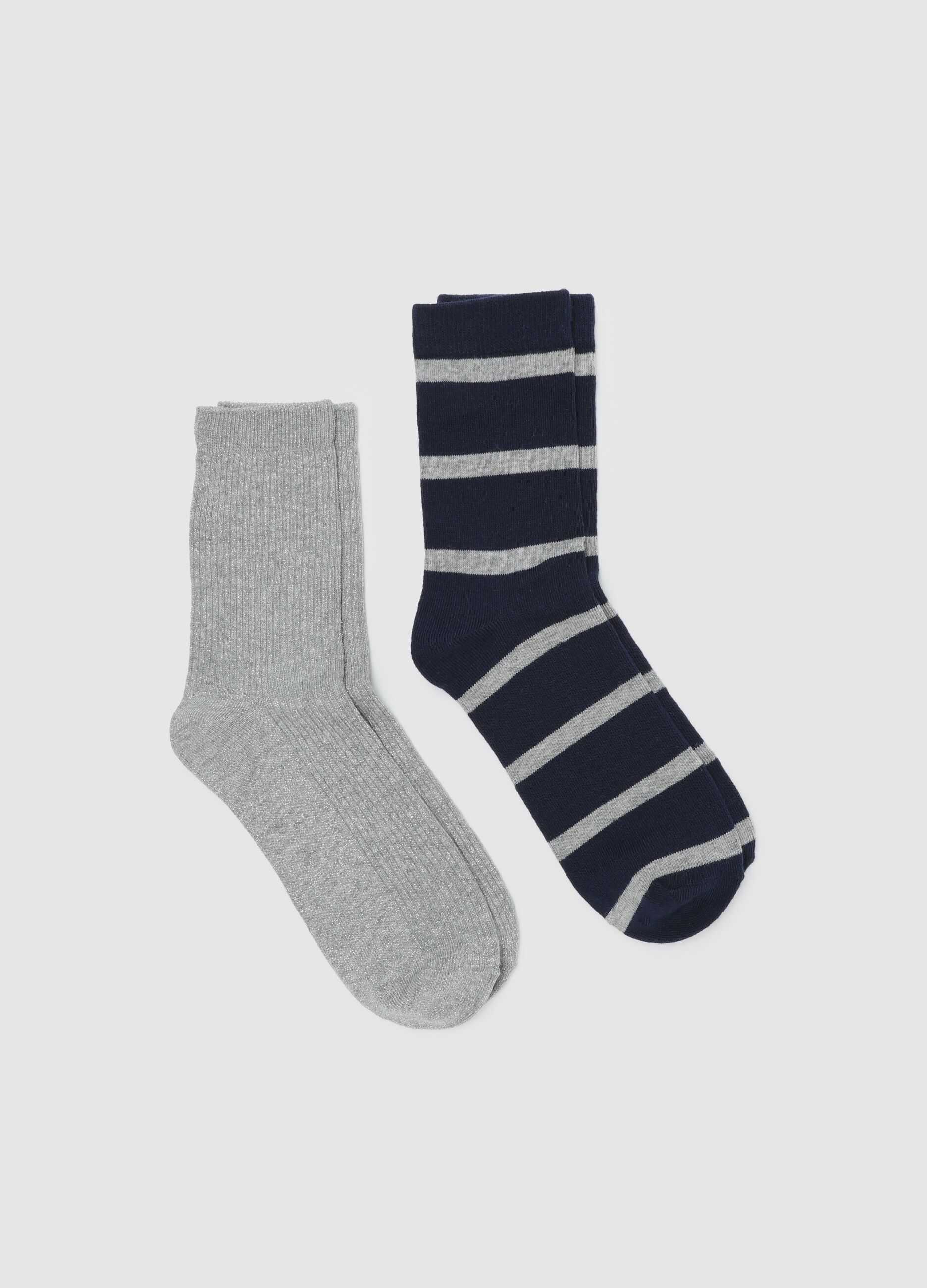 Two-pair pack short socks in stretch organic cotton