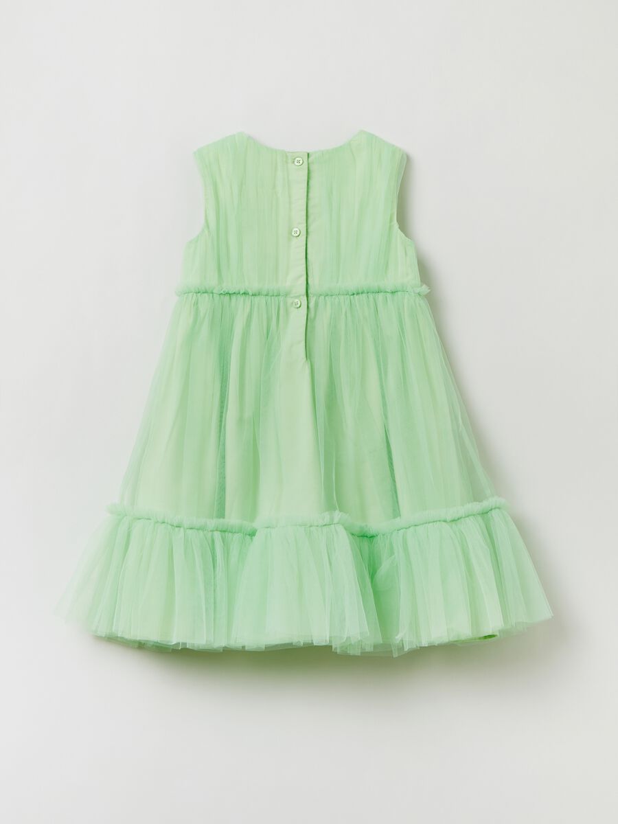 Sleeveless tulle dress with flounce_1