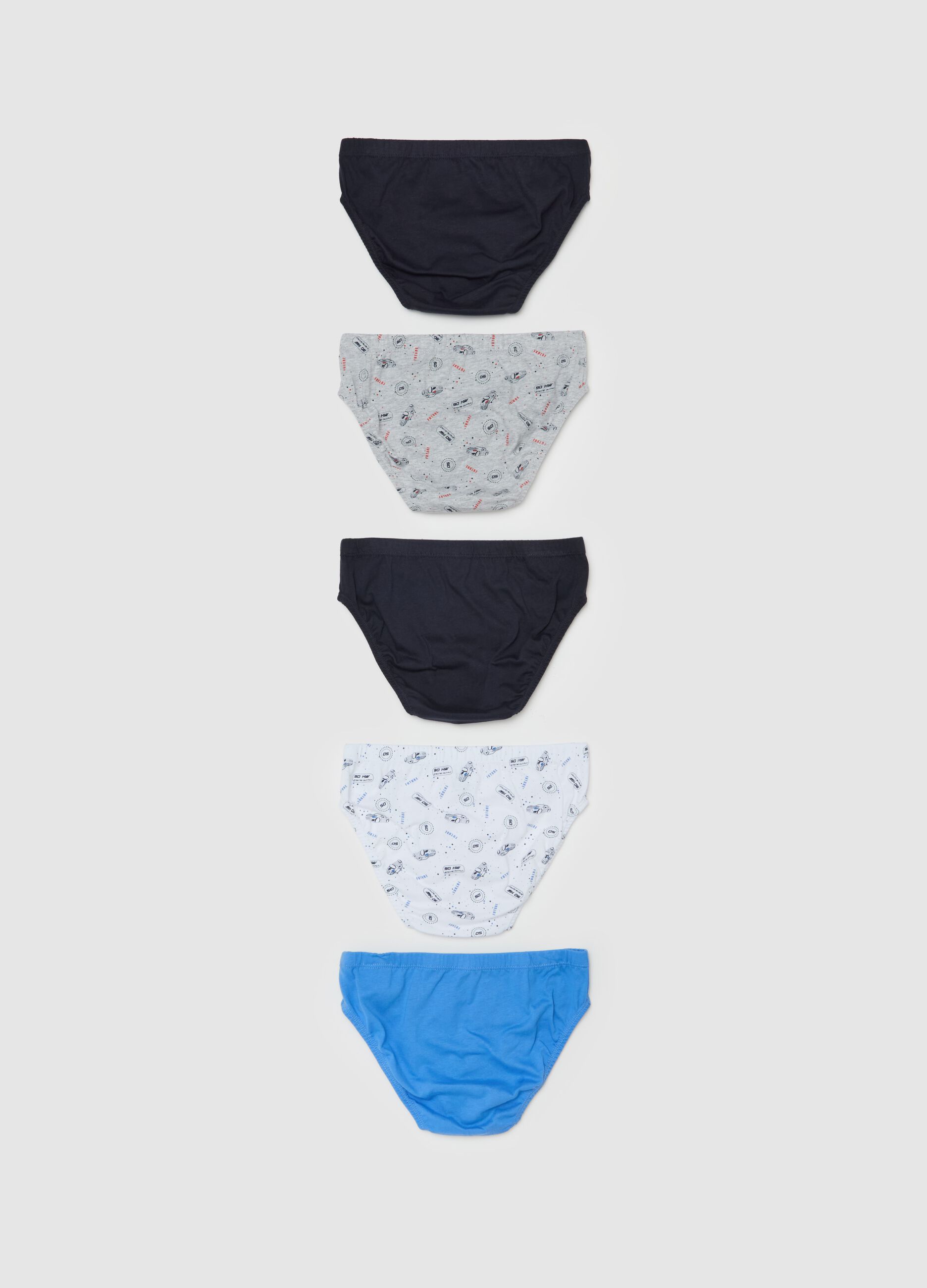 Five-pack briefs in organic cotton with print