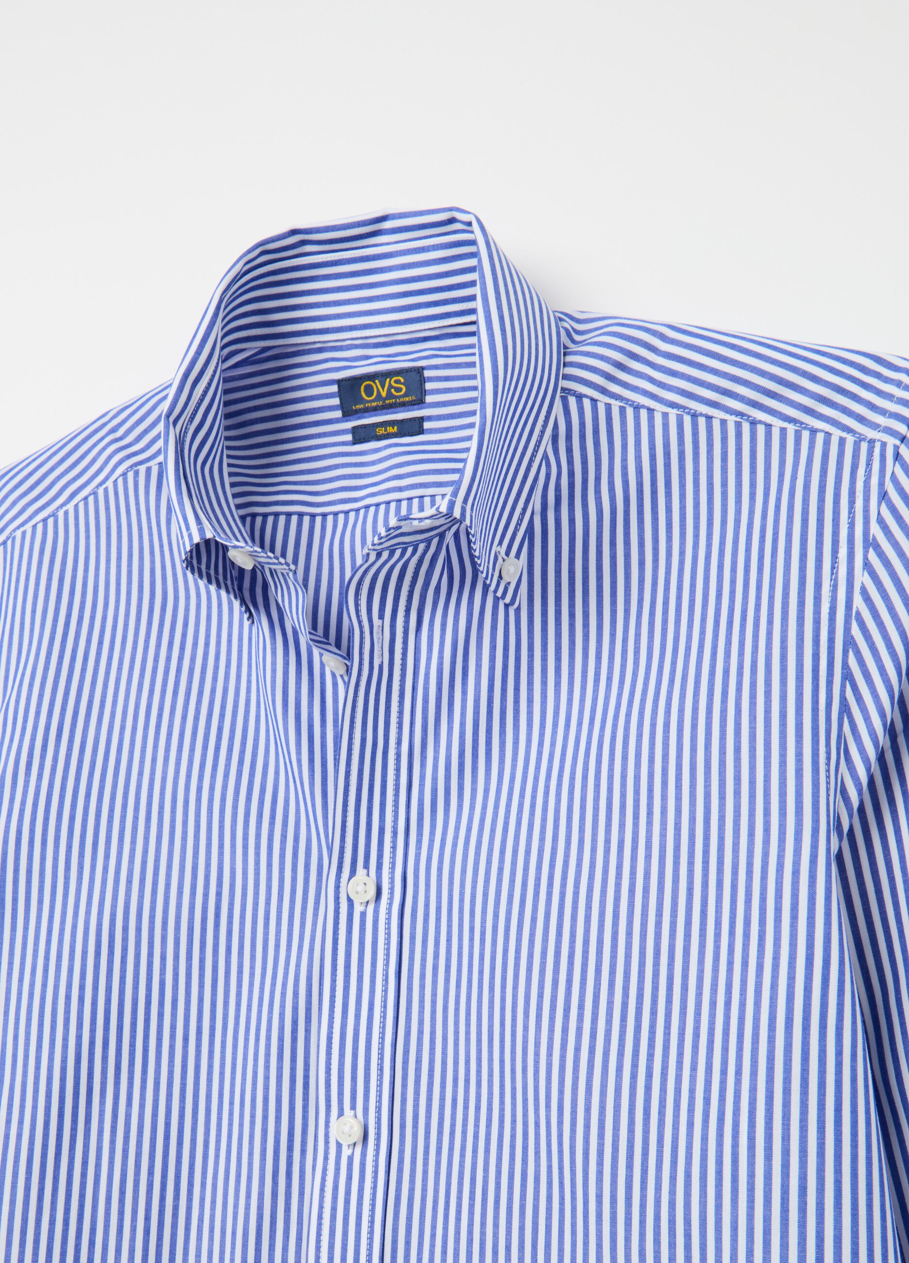 Slim-fit striped shirt with button-down collar