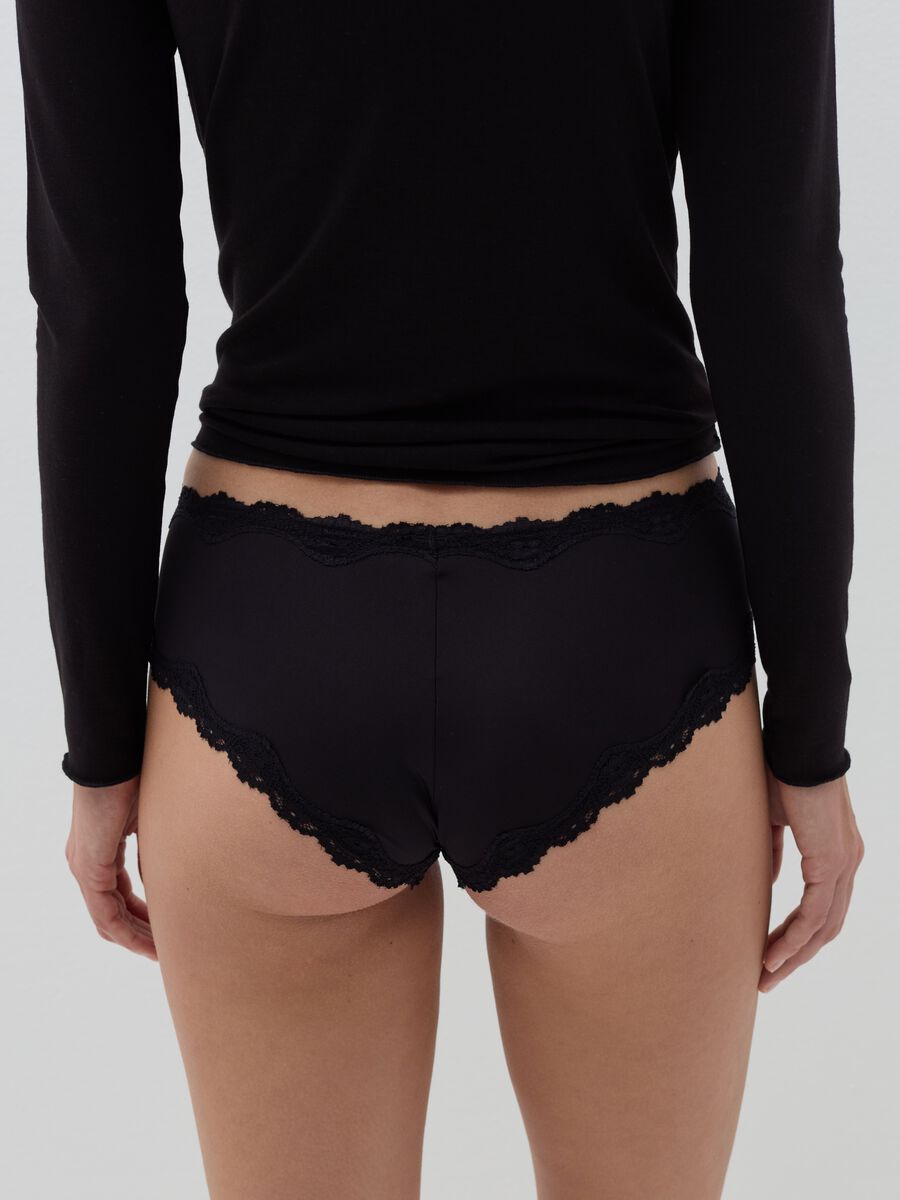 Microfibre knicker shorts with lace trim_3